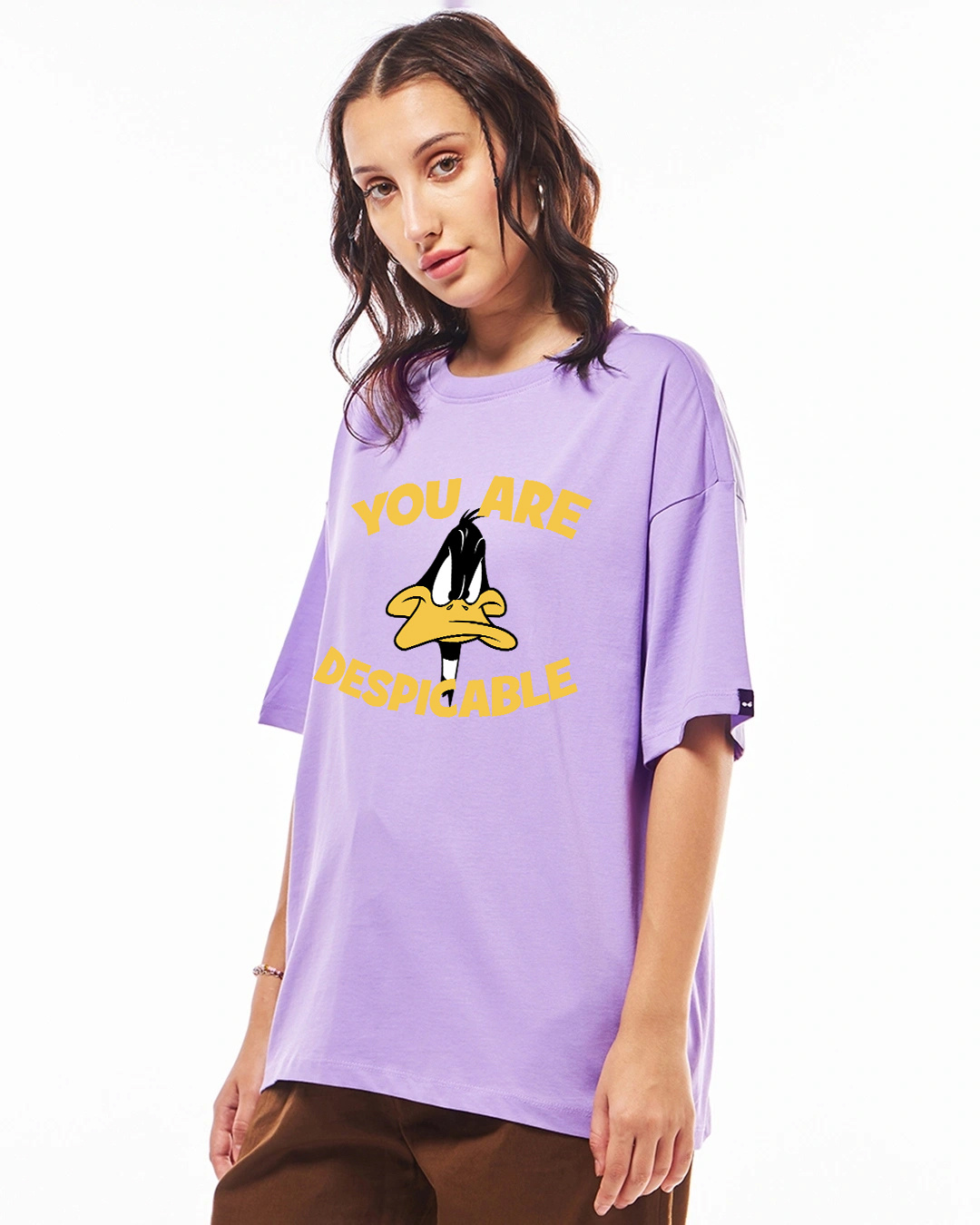 Shop Women's Purple Nobody Move Graphic Printed Oversized T-shirt-Back