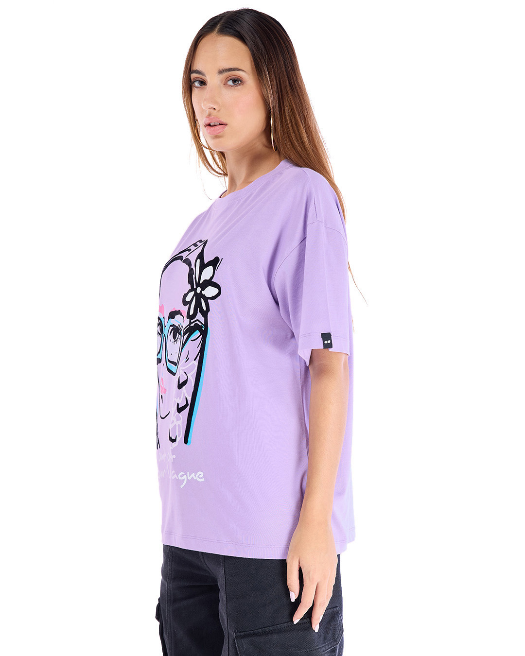 Shop Women's Purple Out of Your League Graphic Printed Oversized T-shirt-Back