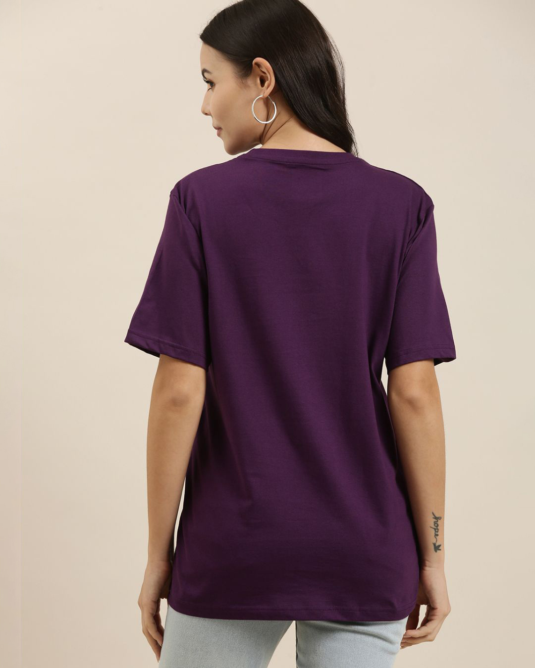 Shop Women's Purple Osaka Tokyo Graphic Printed Oversized T-shirt-Back