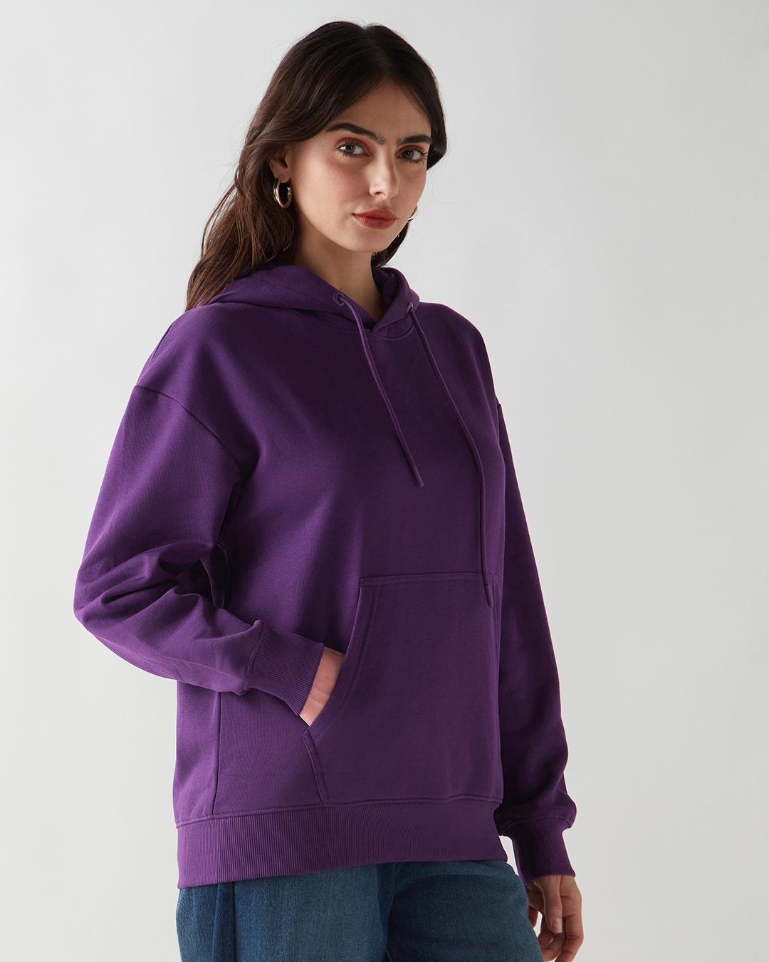 Shop Women's Purple Oversized Hoodies-Back