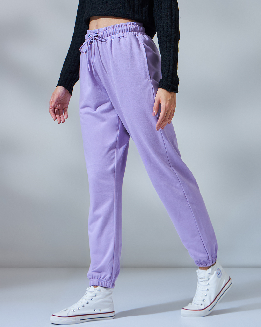 Shop Women's Purple Oversized Joggers-Back