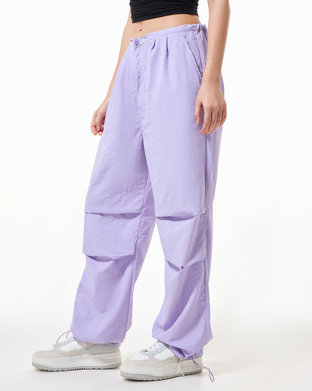 Shop Women's Purple Oversized Parachute Pants-Back