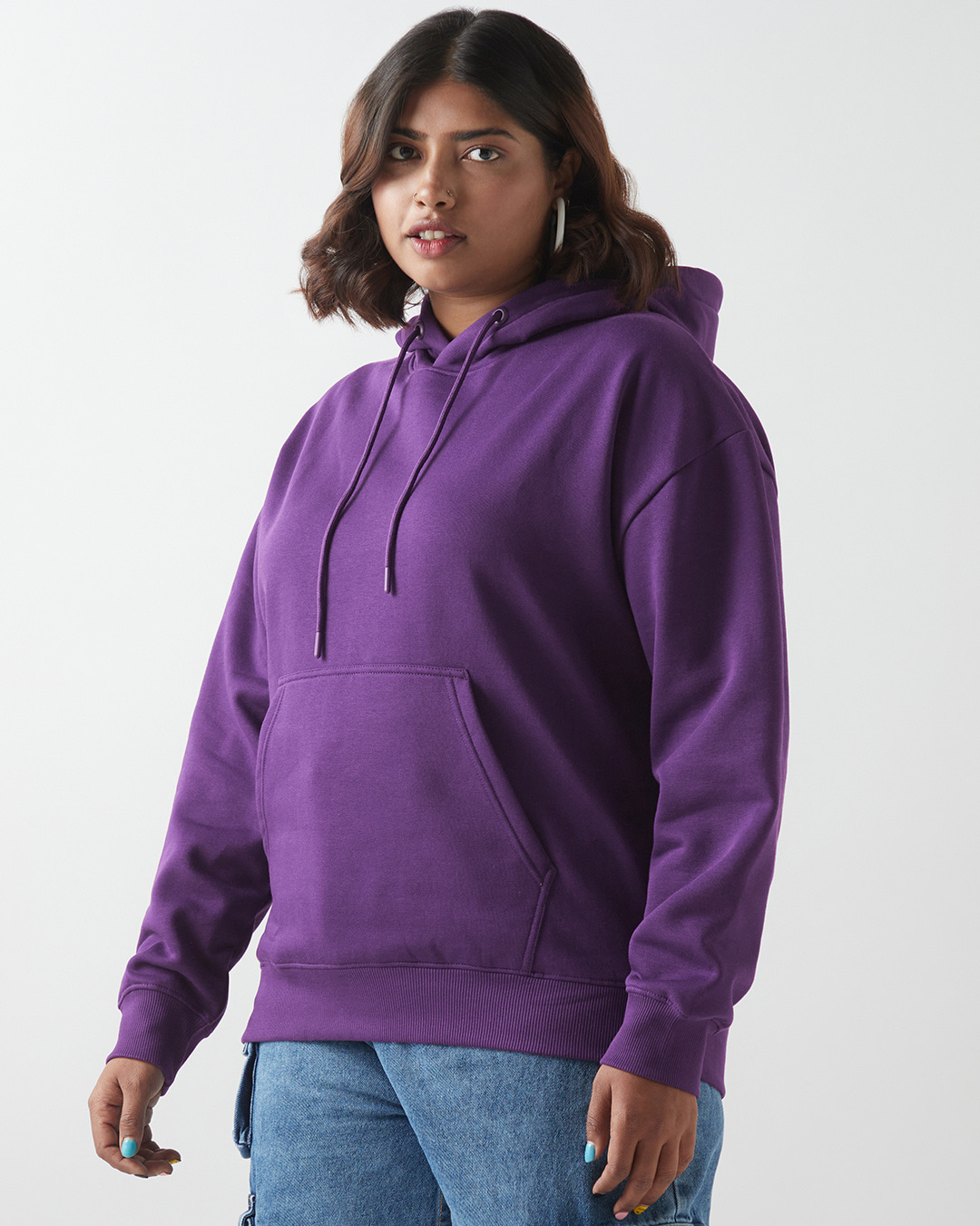 Shop Women's Purple Oversized Plus Size Hoodies-Back