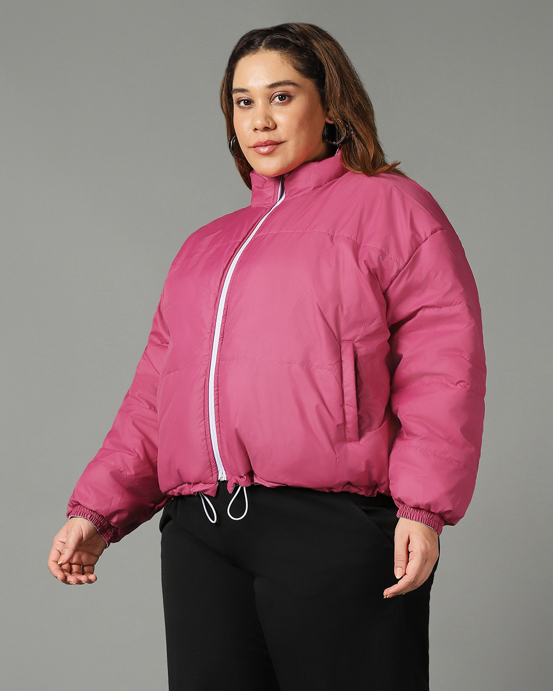 Shop Women's Pink & Purple Reversible Oversized Plus Size Jacket-Back