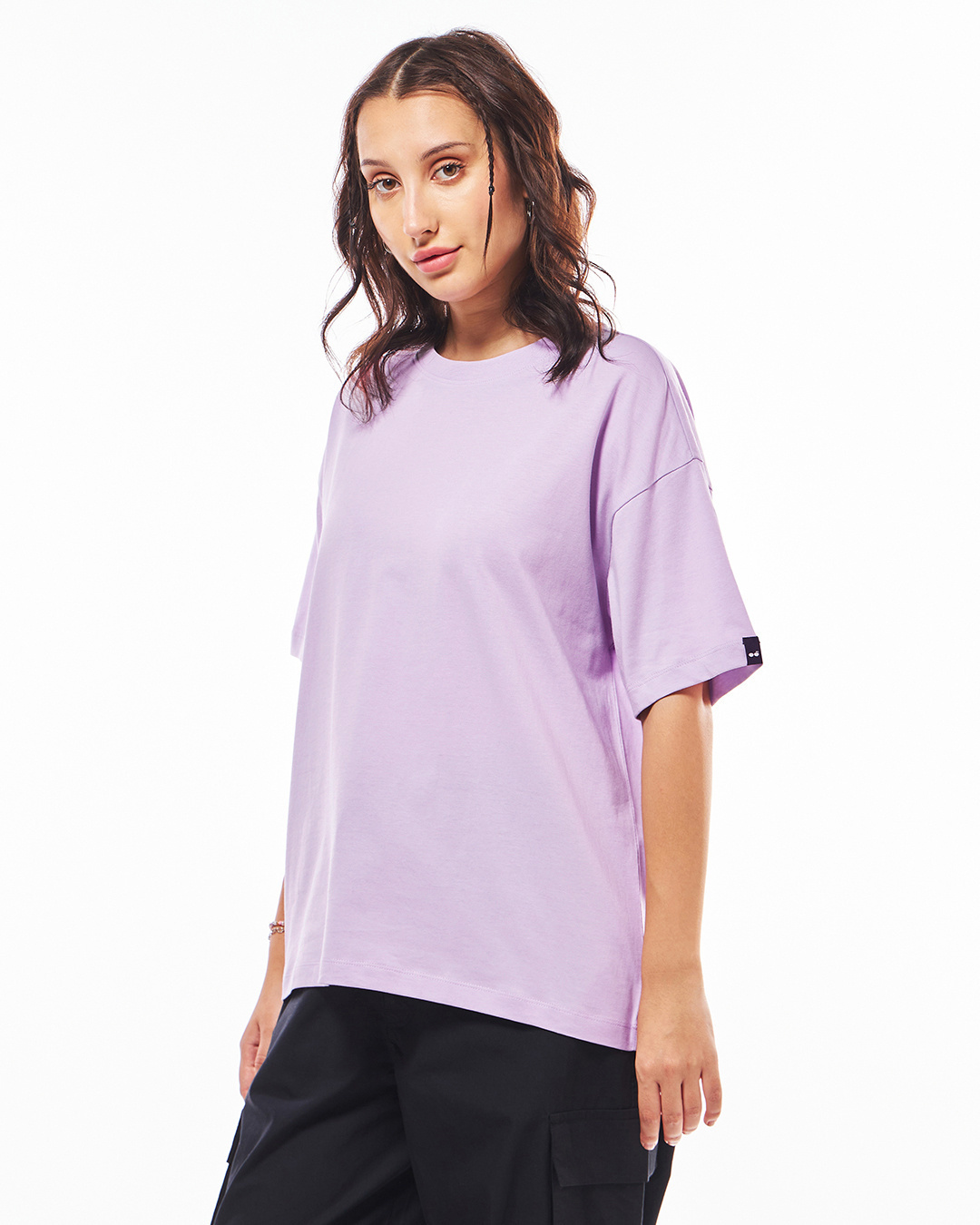 Shop Women's Purple Oversized T-shirt-Back