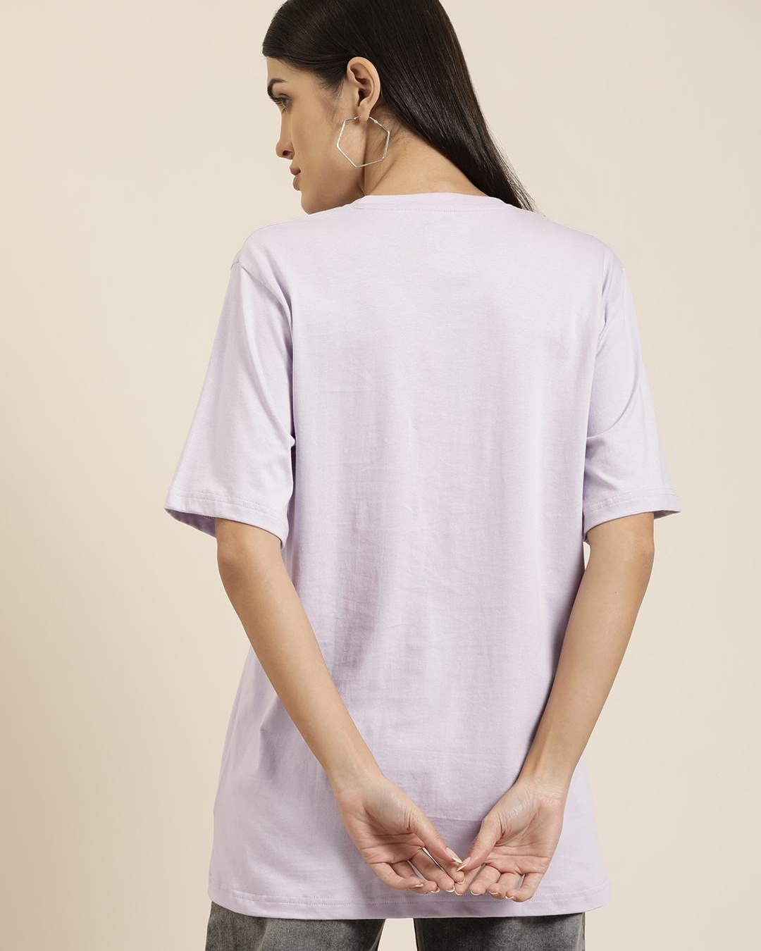 Shop Women's Purple Oversized T-shirt-Back
