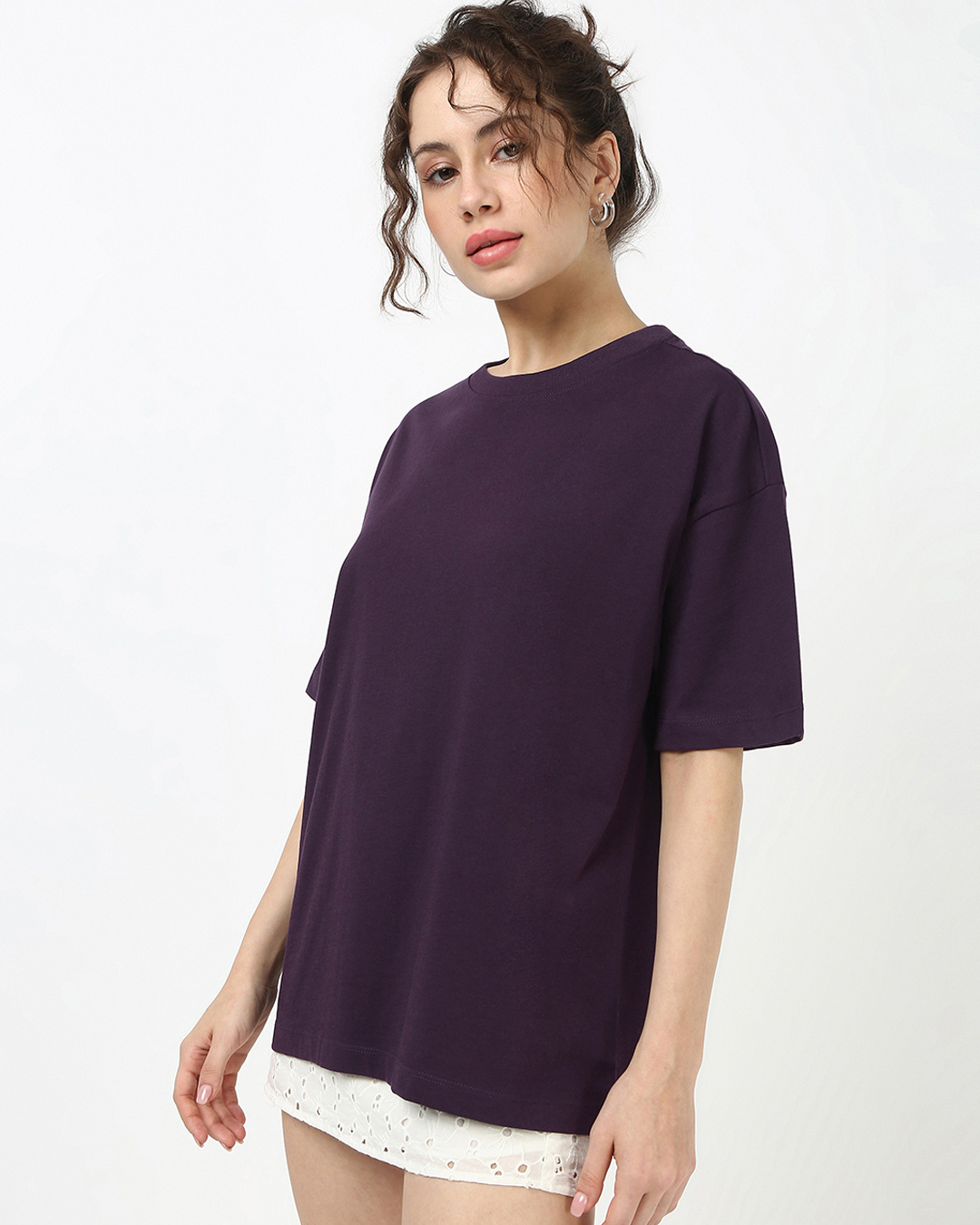 Shop Women's Purple Oversized T-shirt-Back