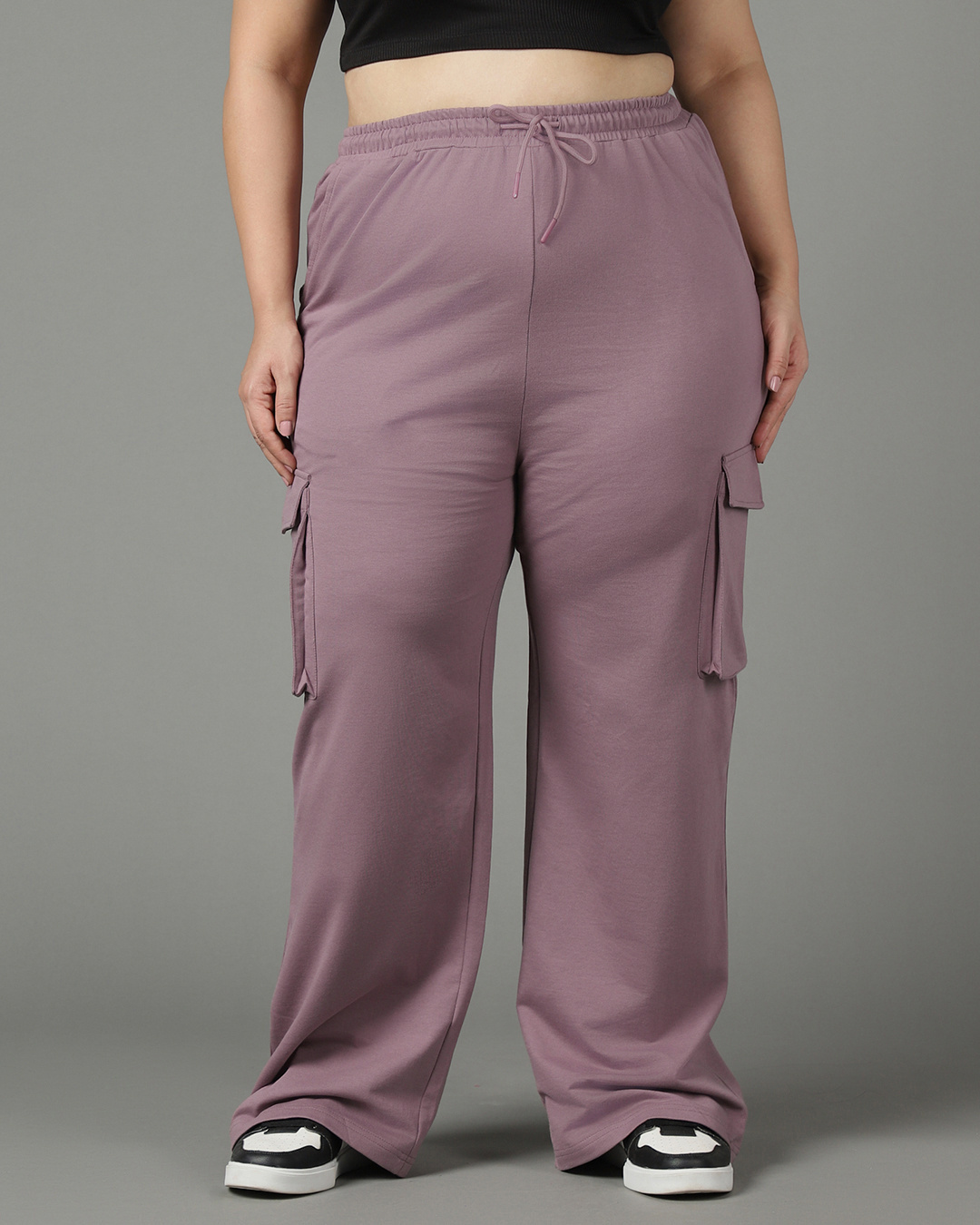 Shop Women's Purple Plus Size Flared Cargo Pants-Back