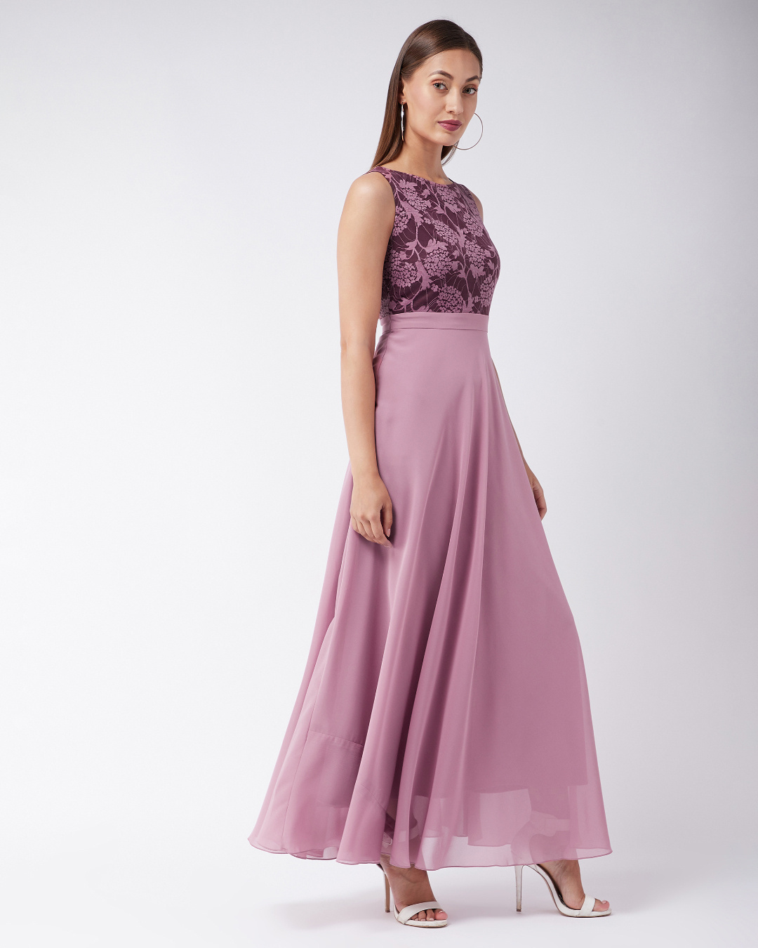 Shop Women's Purple Printed Comfort Fit Dress-Back