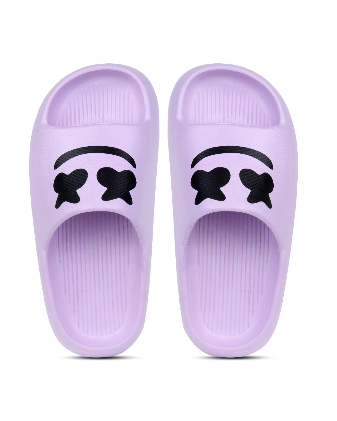 Shop Women's Purple Printed Sliders-Back