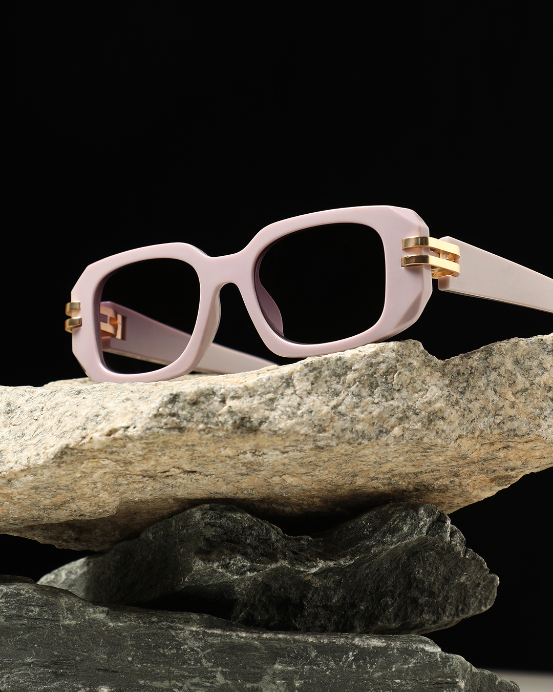 Shop Women's Purple Rectangle Polarised Lens Sunglasses-Back