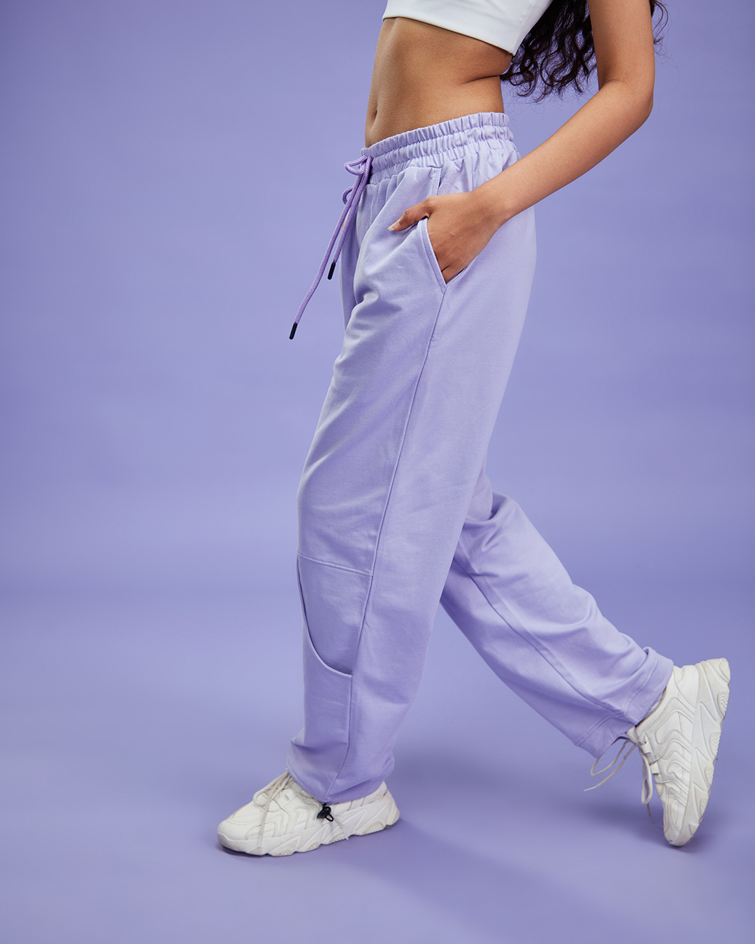 Shop Women's Purple Relaxed Fit Joggers-Back