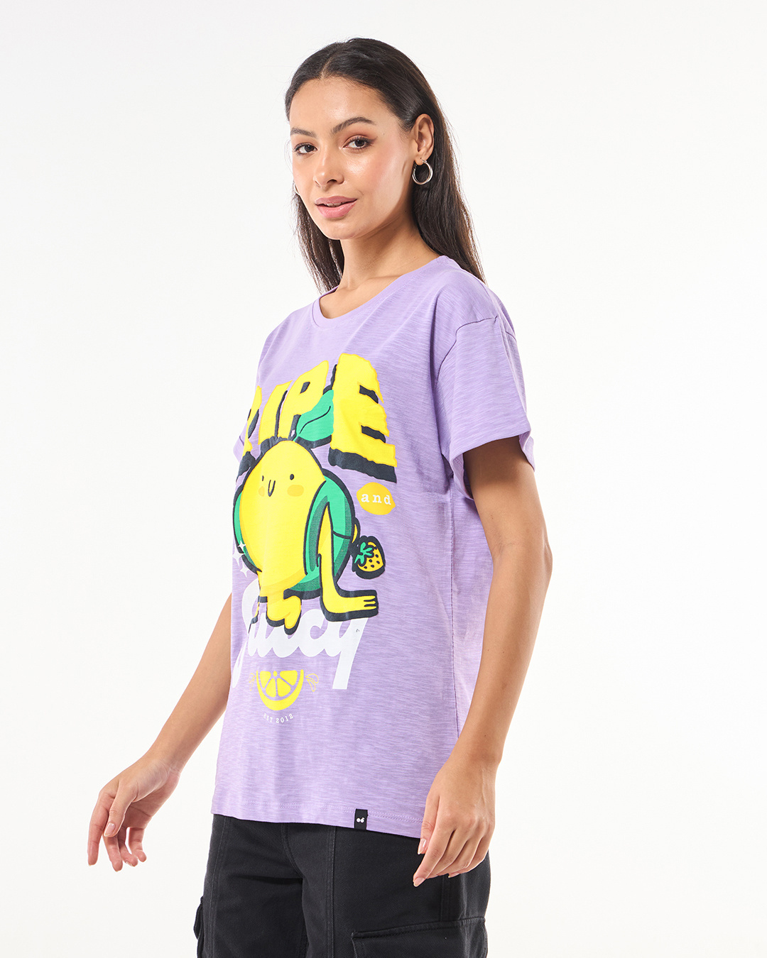 Shop Women's Purple Ripe and Juicy Graphic Printed Boyfriend T-shirt-Back