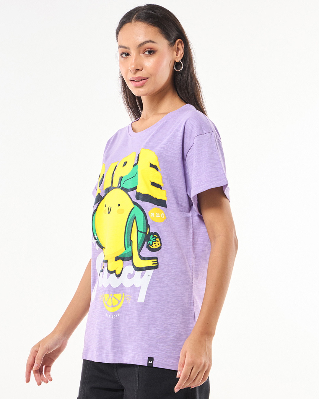 Shop Women's Purple Ripe and Juicy Graphic Printed Boyfriend T-shirt-Back