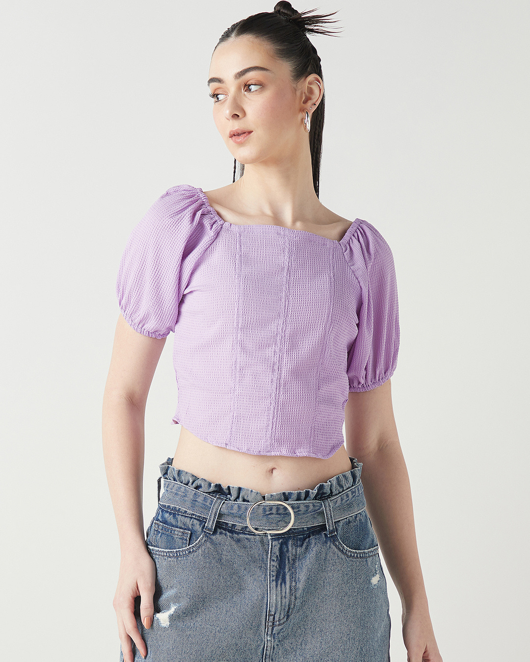 Shop Women's Purple Rose Slim Fit Corset Top-Back