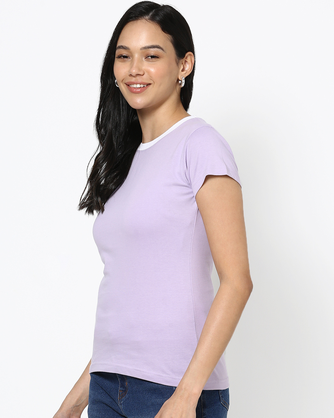Shop Women's Purple Rose Varsity Half Sleeve Round Neck T-Shirt-Back