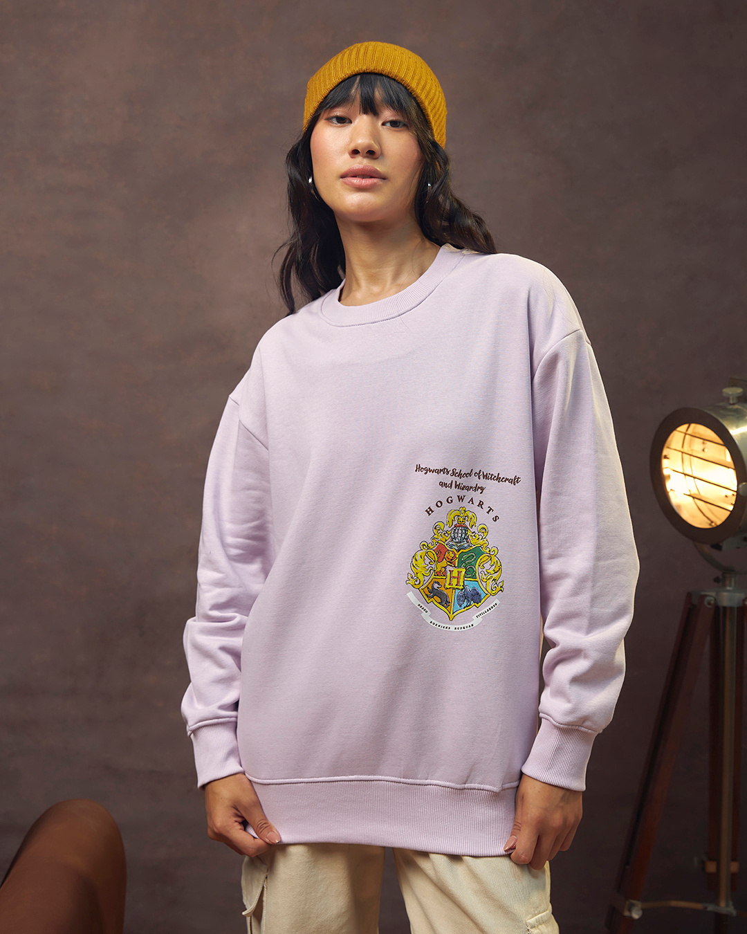 Shop Women's Purple School of Witch Craft Graphic Printed Oversized Sweatshirt-Back