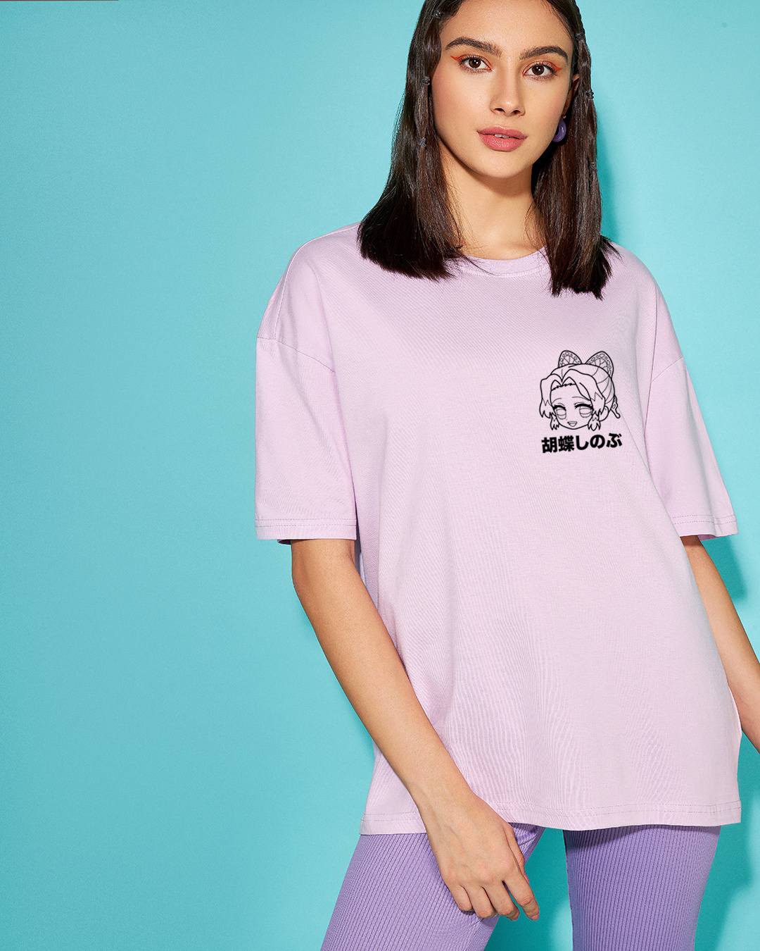 Buy Women's Purple Shinobu Kocho Graphic Printed Oversized T-shirt ...