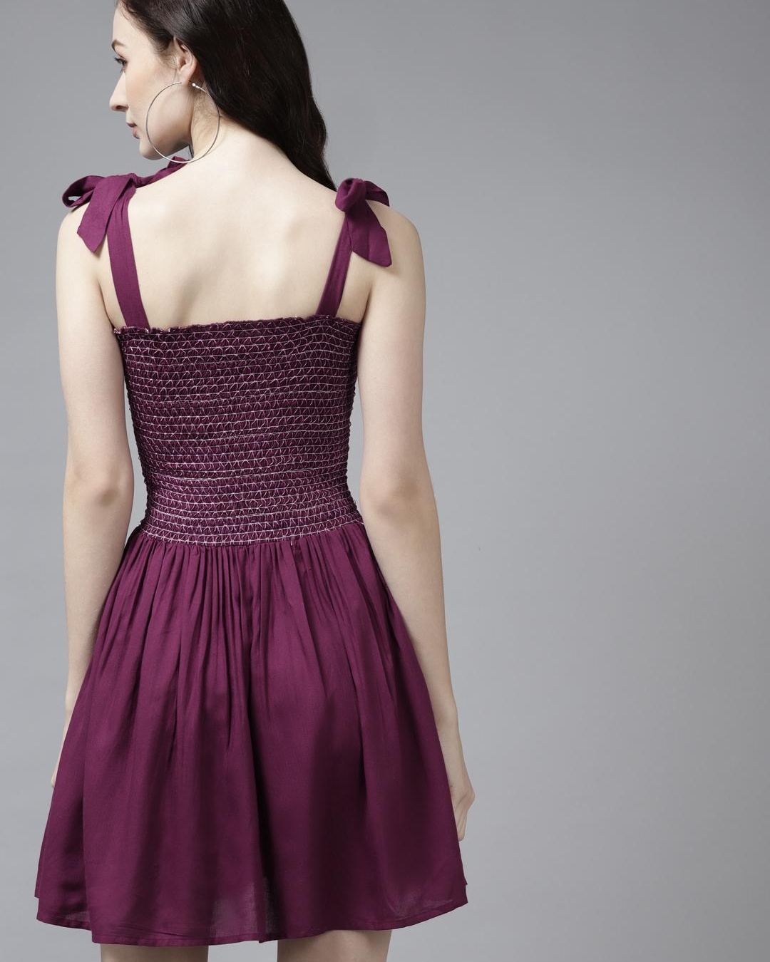 Shop Women's Purple Slim Fit  Flare Dress-Back
