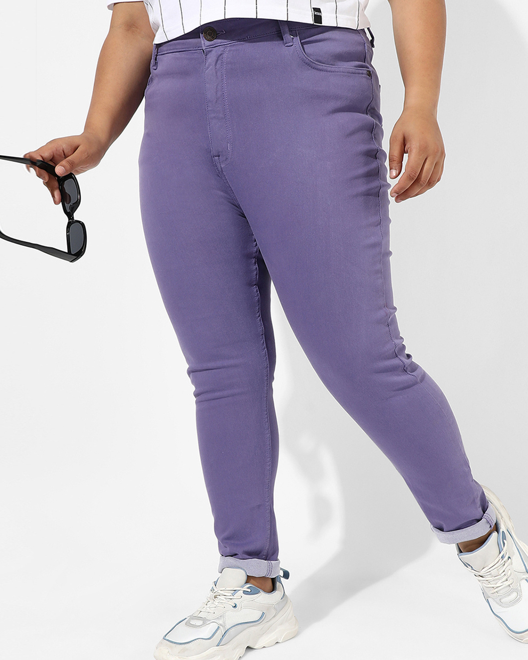 Buy Women's Purple Slim Fit Plus Size Jeans Online at Bewakoof