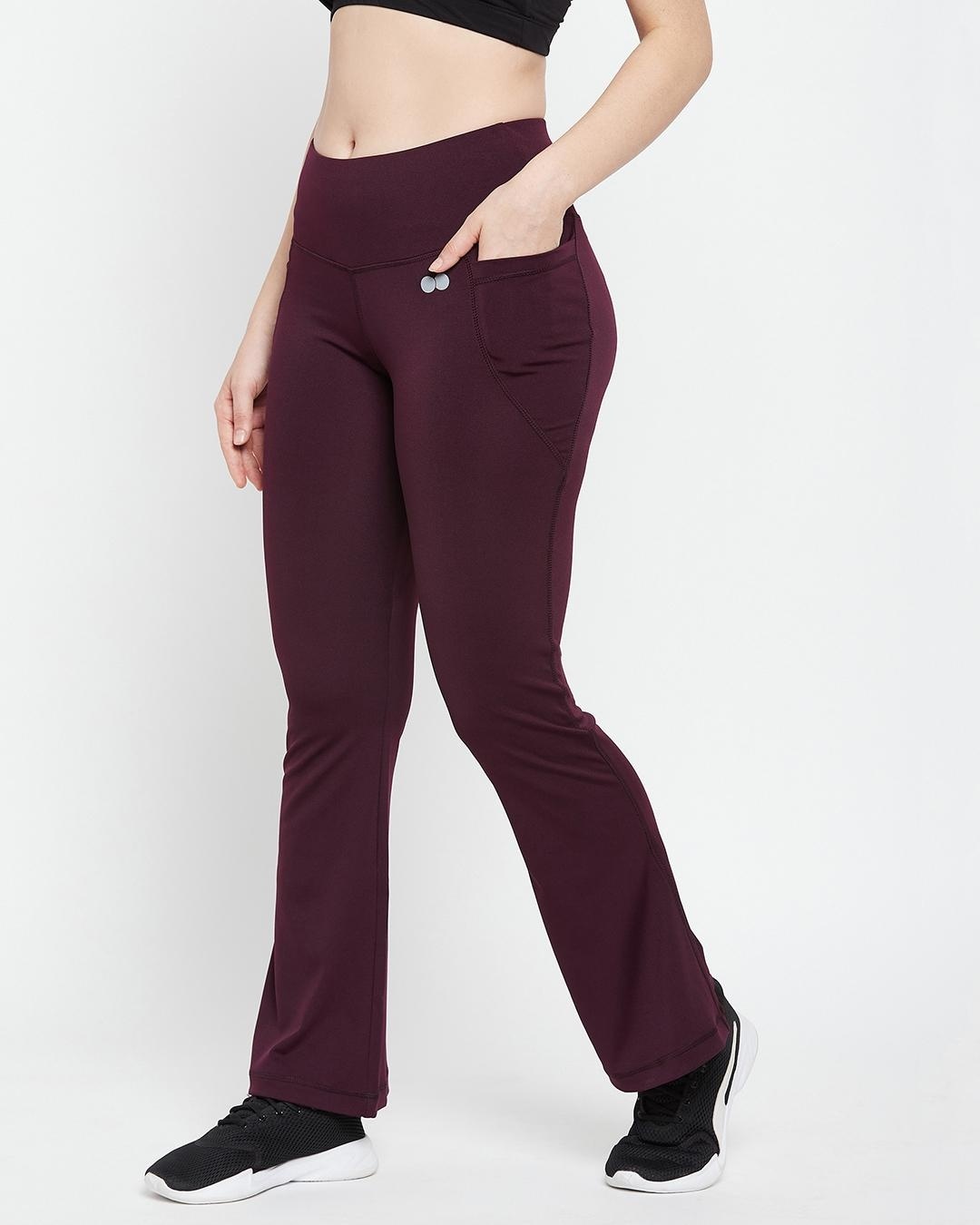 Shop Women's Purple Slim Fit Tights-Back