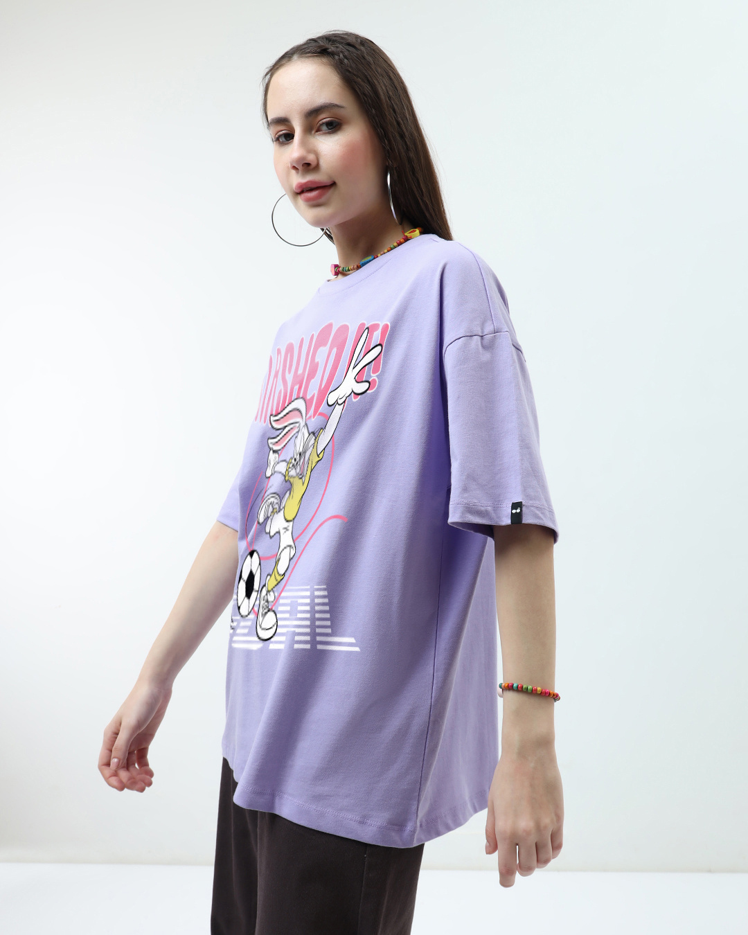 Shop Women's Purple Smashed It Graphic Printed Oversized T-shirt-Back