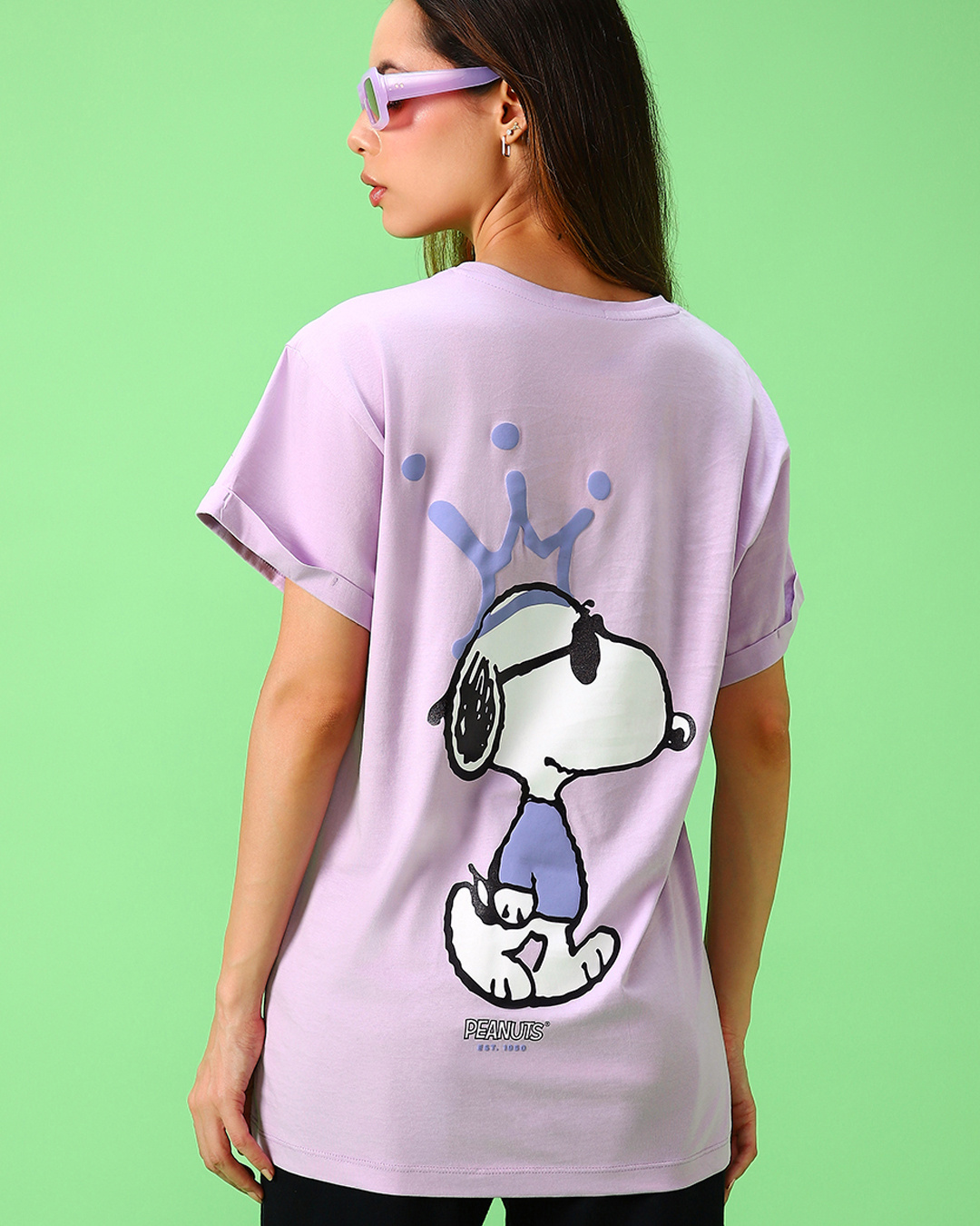 Buy Women's Purple Snoopy King Graphic Printed Boyfriend T-shirt Online ...