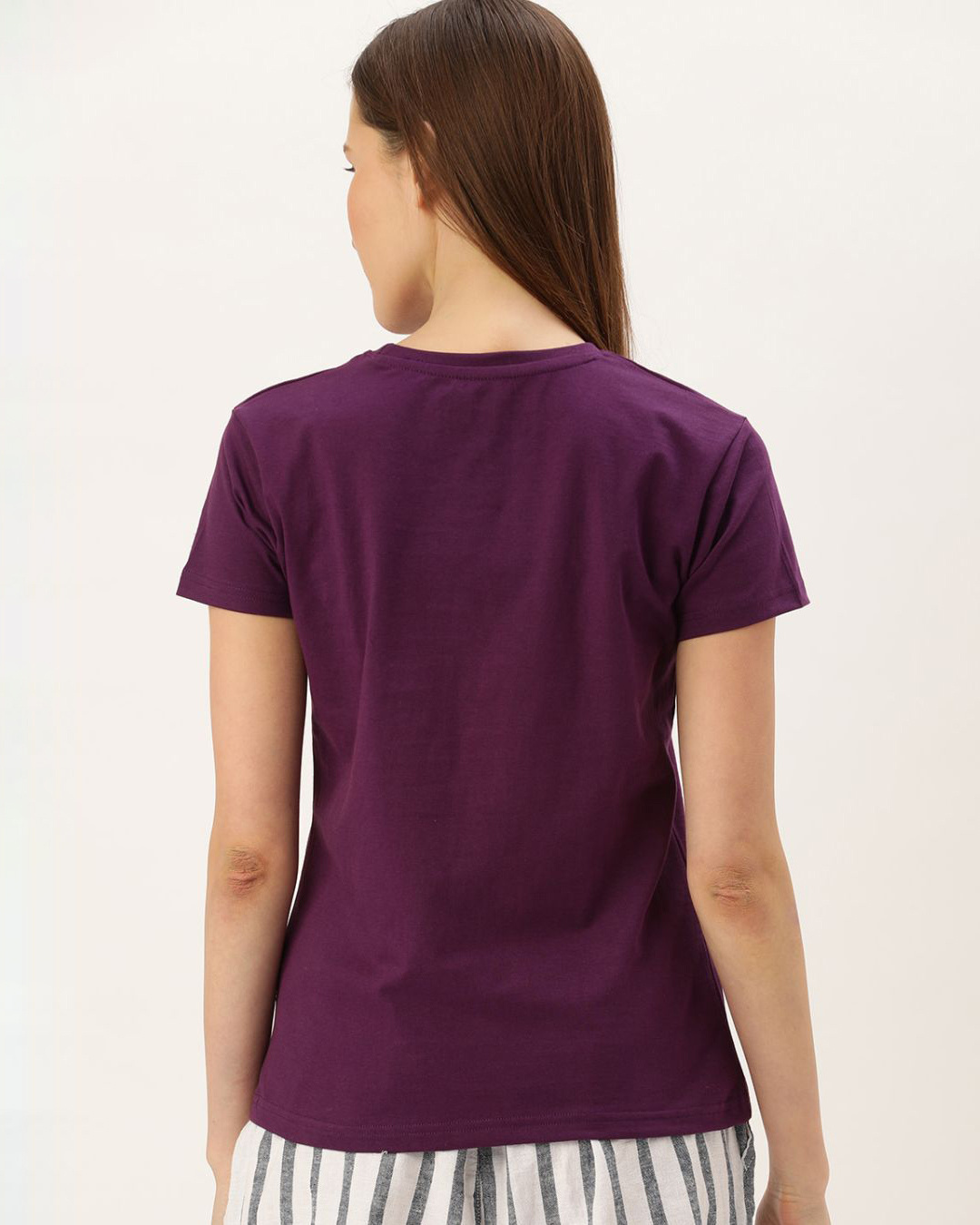 Shop Women's Purple Solid T-shirt-Back