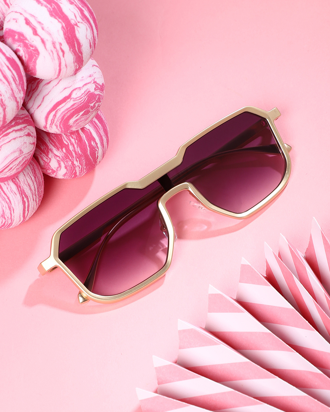 Shop Women's Purple Square Polarised Lens Sunglasses-Back