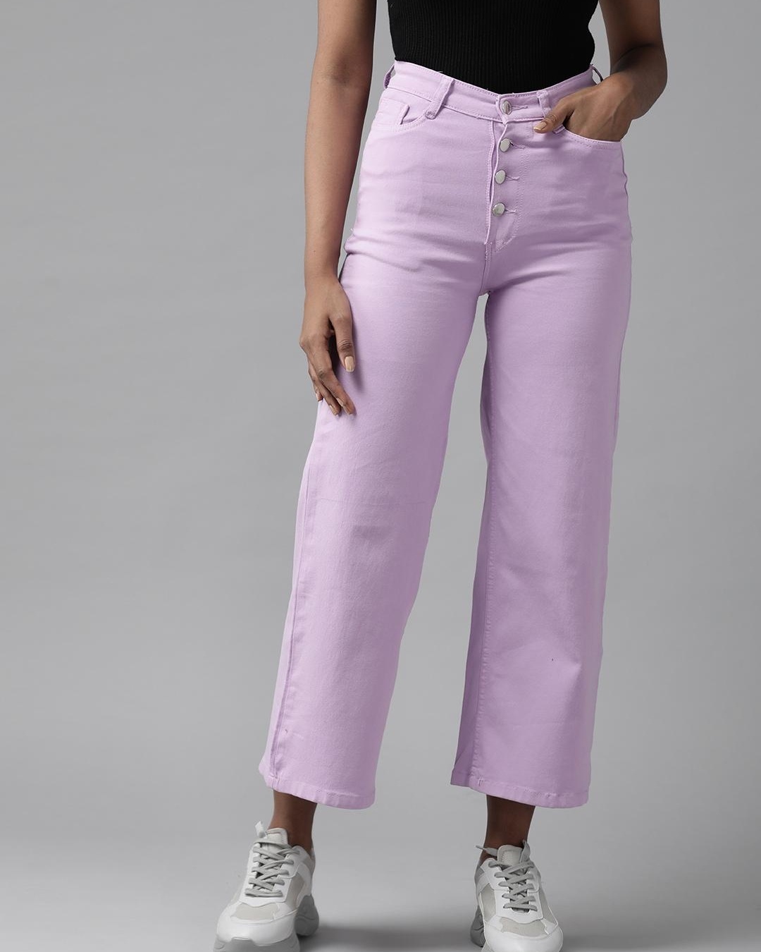 Buy Women's Purple Straight Fit Jeans Online at Bewakoof