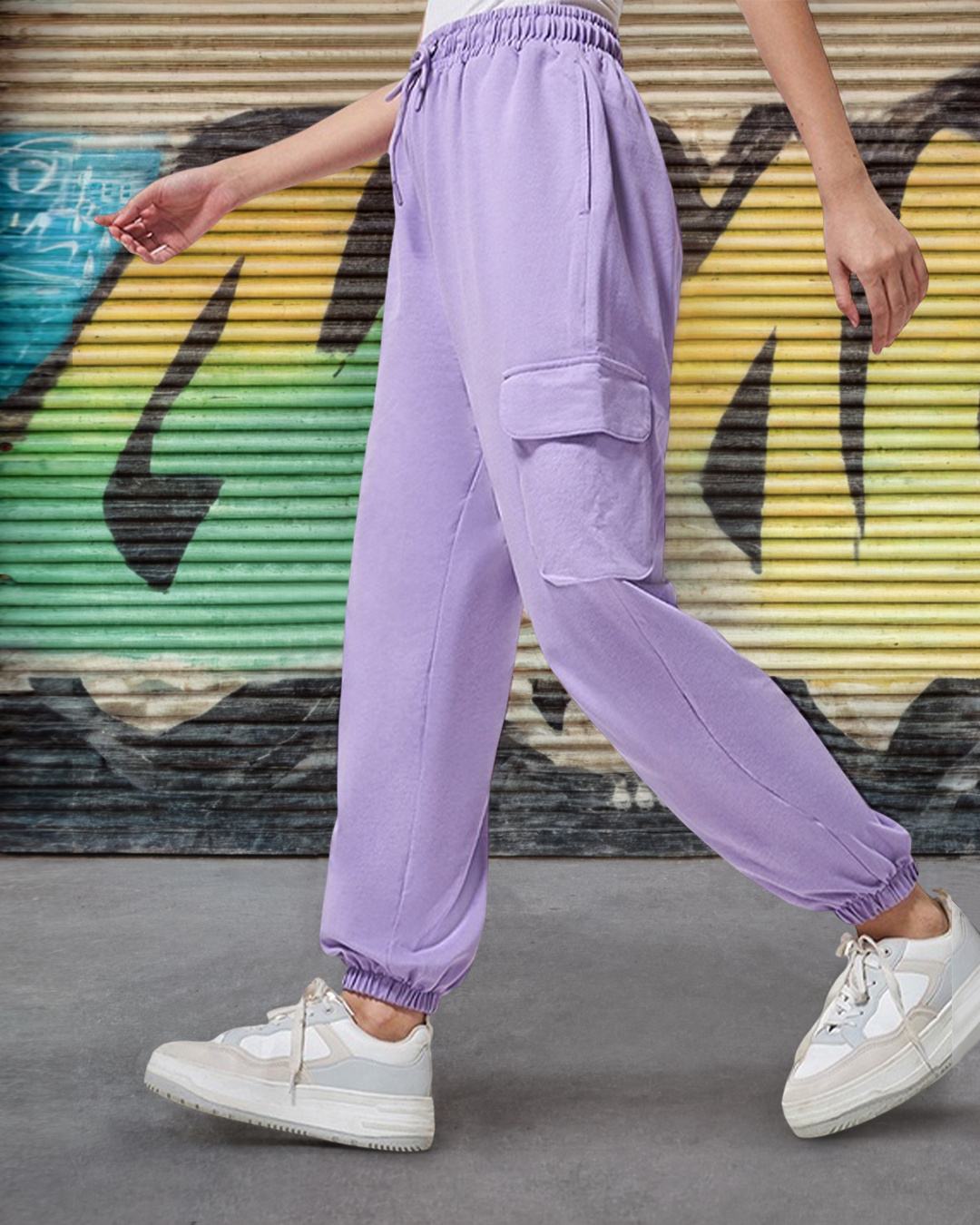 Ladies Checked In Turquoise Joggers main image 0