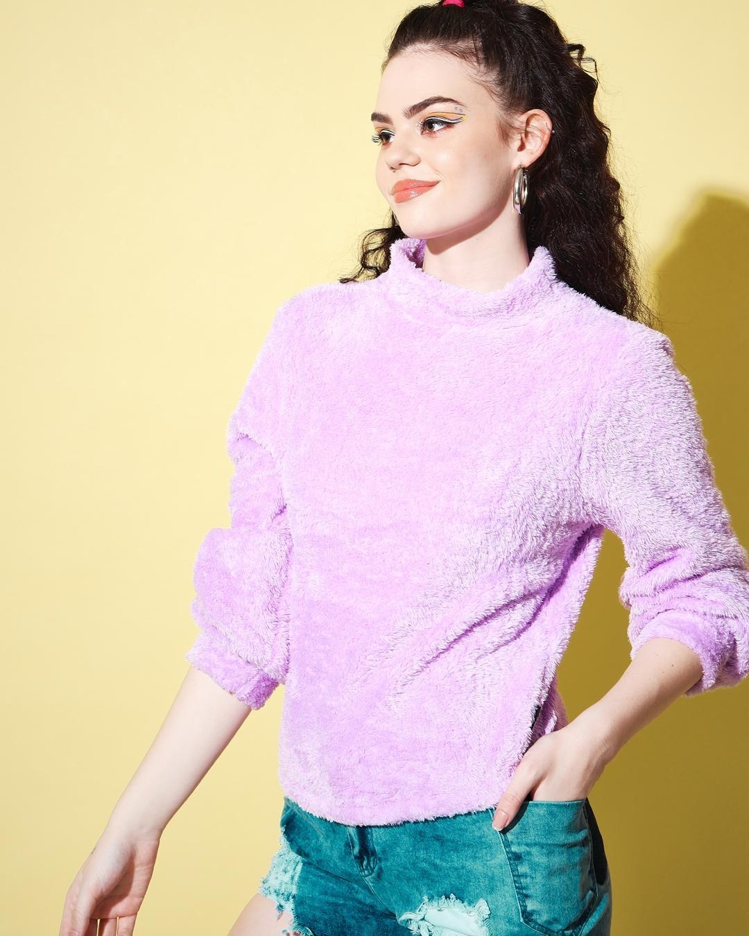 Shop Women's Purple Fur Sweatshirt-Back