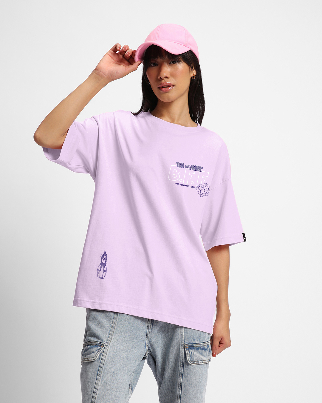 Shop Women's Purple T&J Graphic Printed Oversized T-shirt-Back