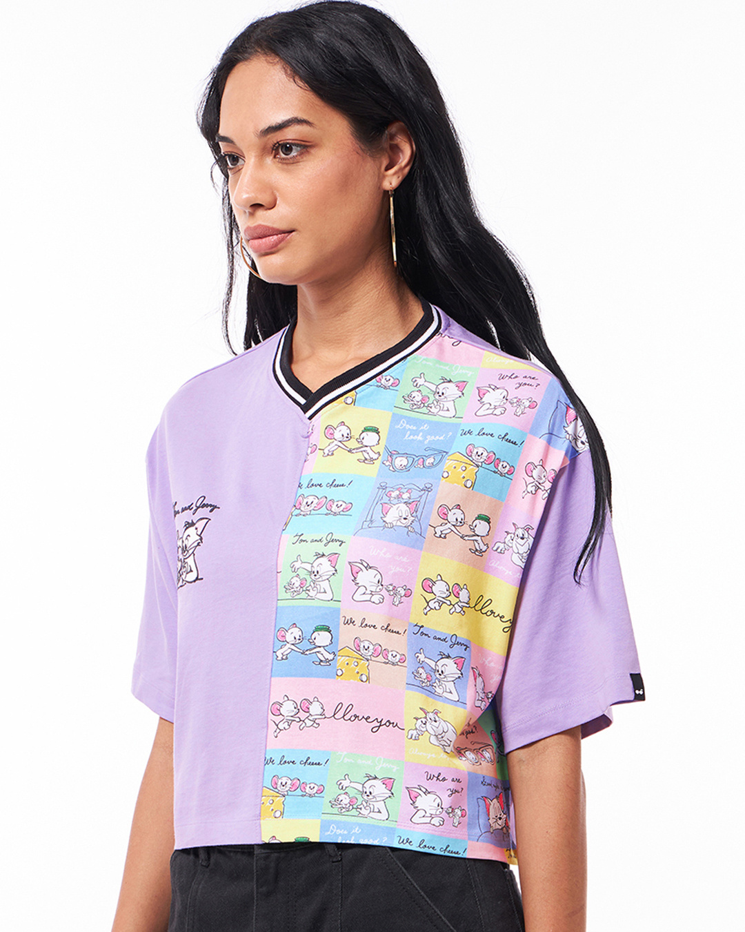 Bewakoof Women's Tom & Jerry Graphic Printed 100% Cotton T-Shirt - Boyfriend Fit, Round Neck, Half Sleeves