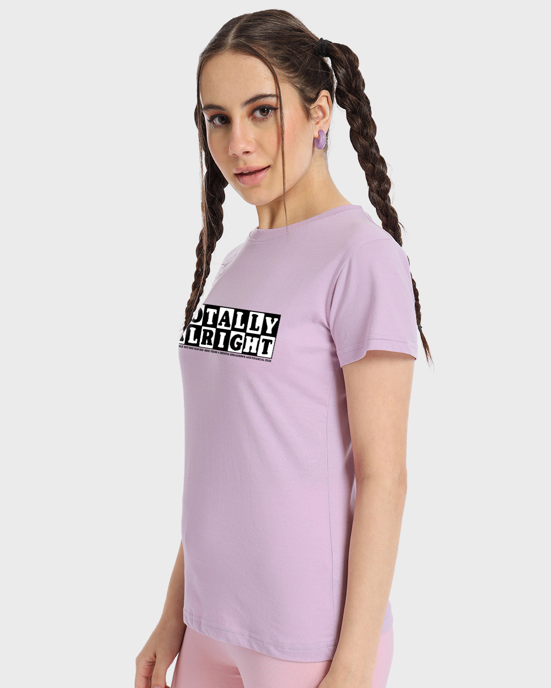 Shop Women's Purple Totally Alright Typography T-Shirt-Back