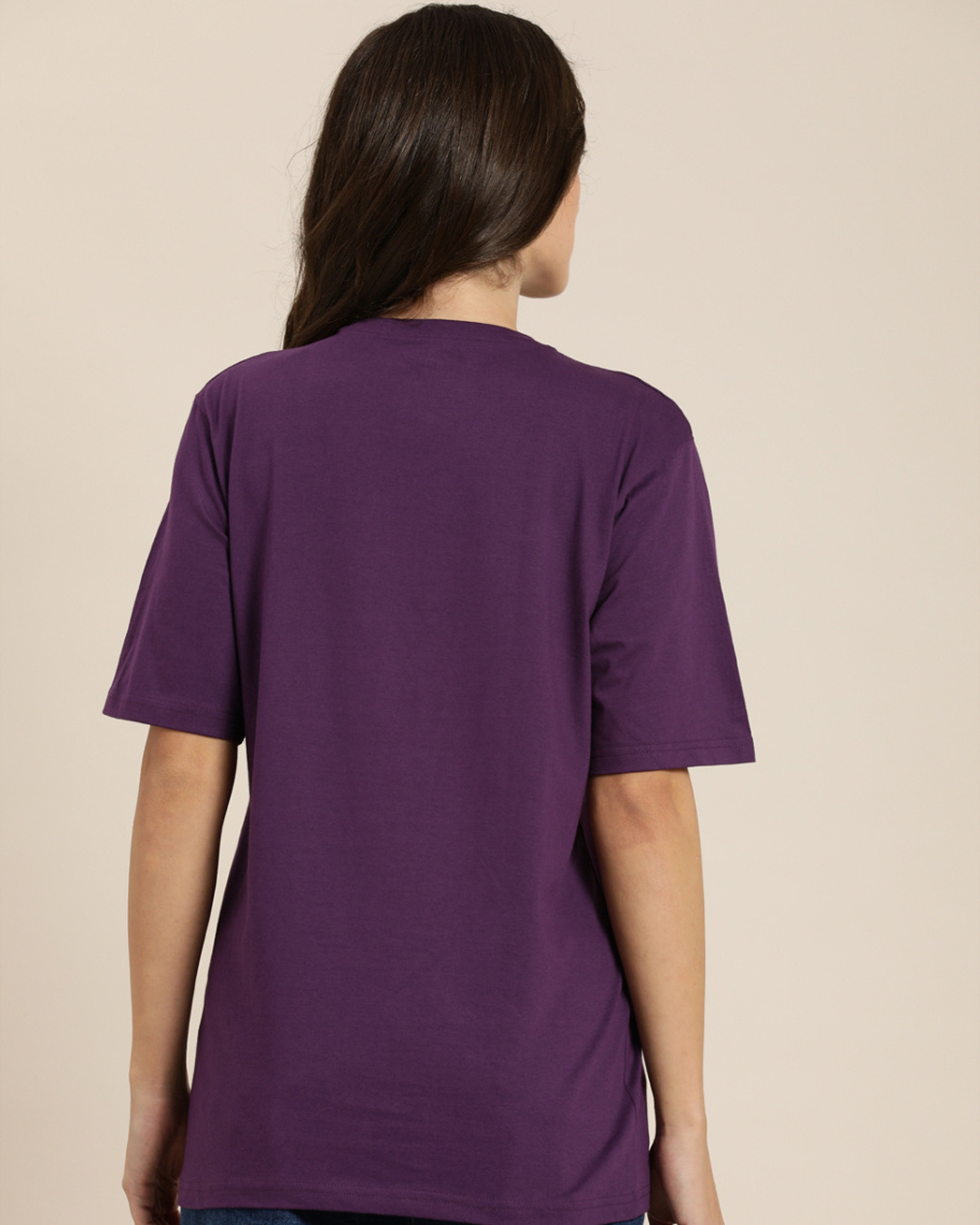 Shop Women's Purple Typography Oversized T-shirt-Back