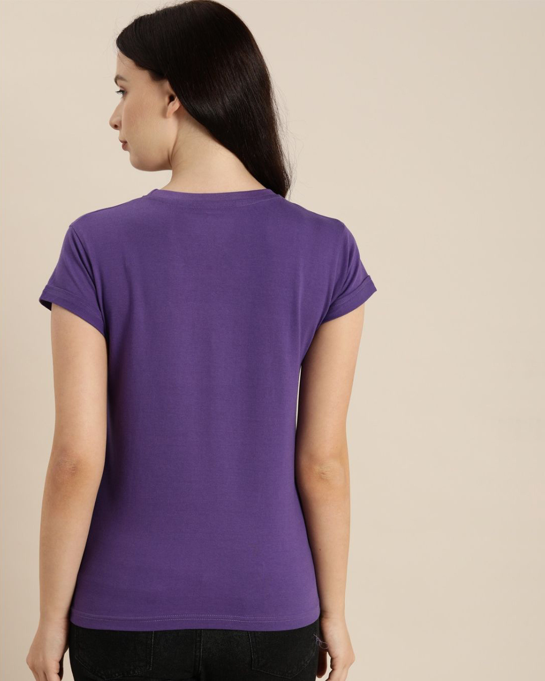Shop Women's Purple Typography T-shirt-Back