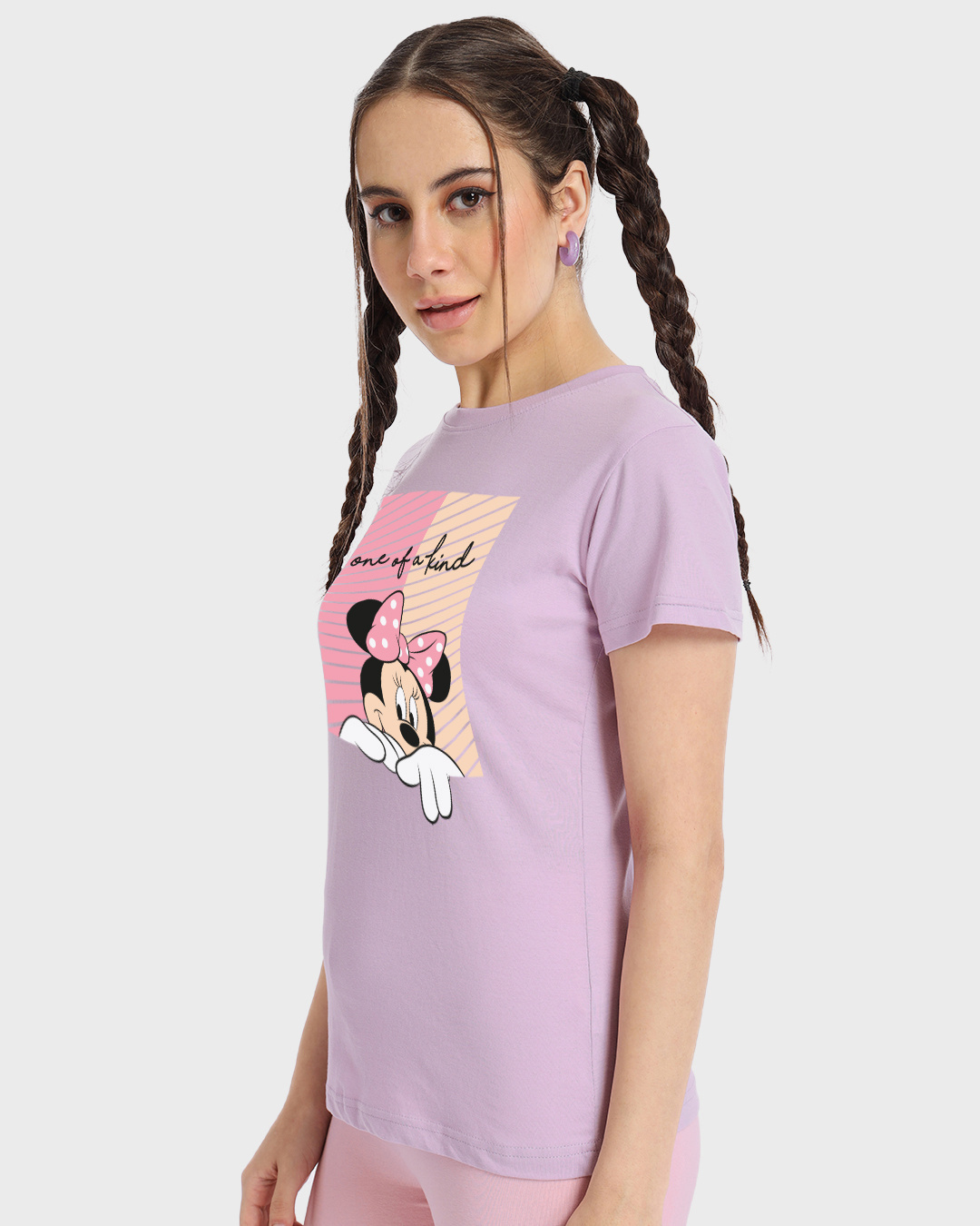 Shop Women's Purple Unique Minnie Graphic Printed T-shirt-Back