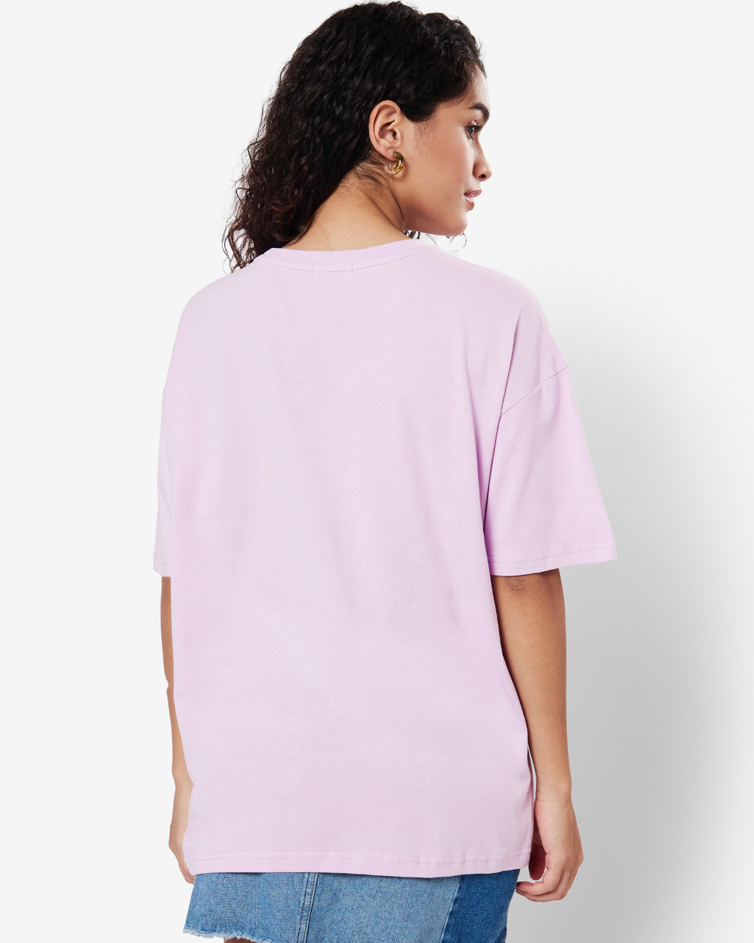 Shop Women's Purple Unique Personality Typography Oversized T-shirt-Back