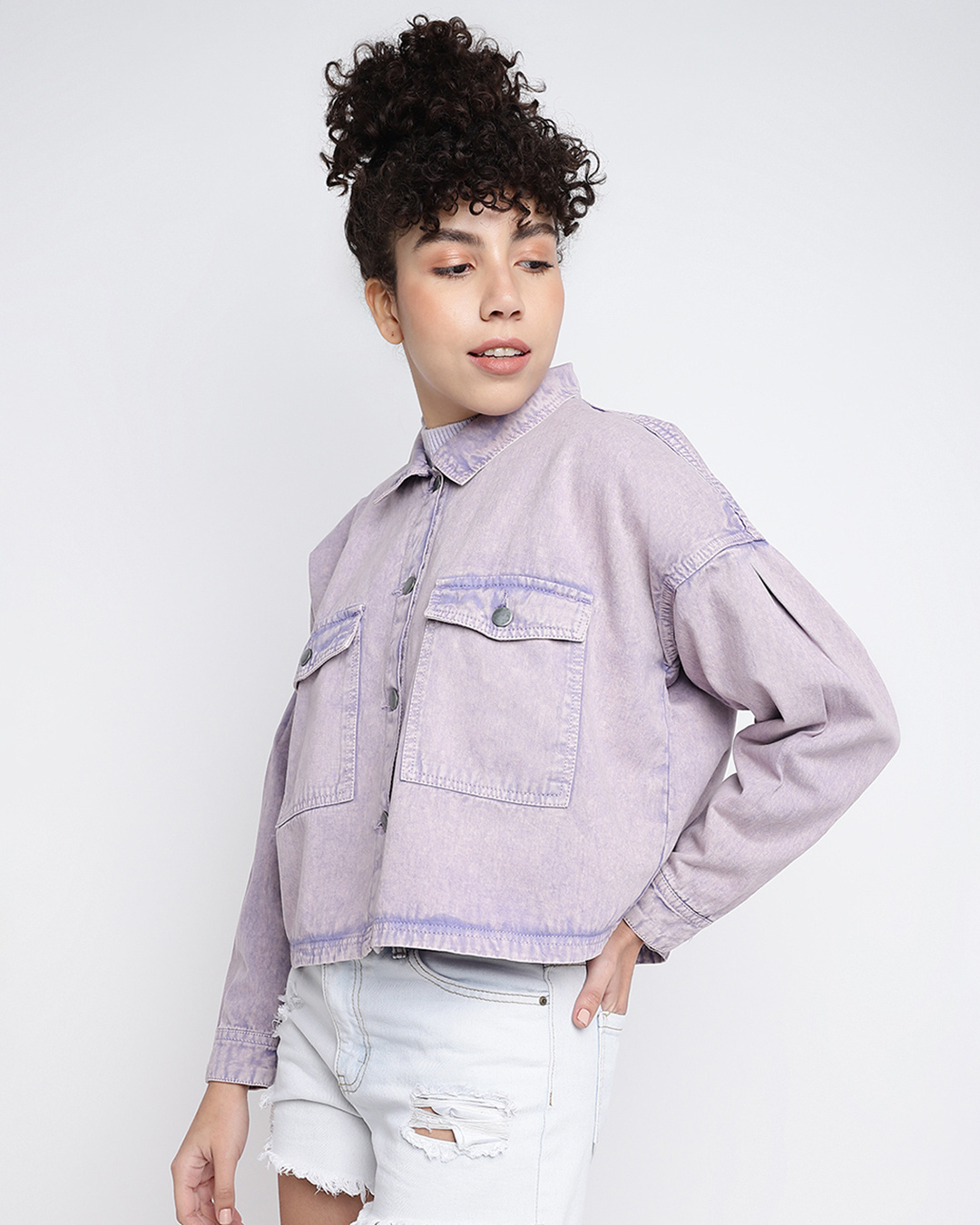 Shop Women's Purple Washed Jacket-Back