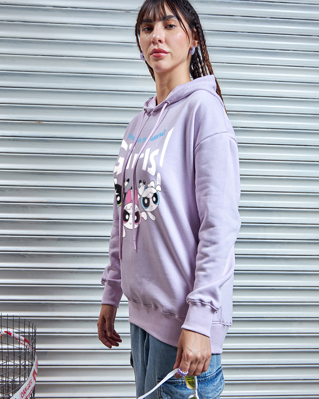 Shop Women's Purple Who Run The World Graphic Printed Oversized Hoodies-Back