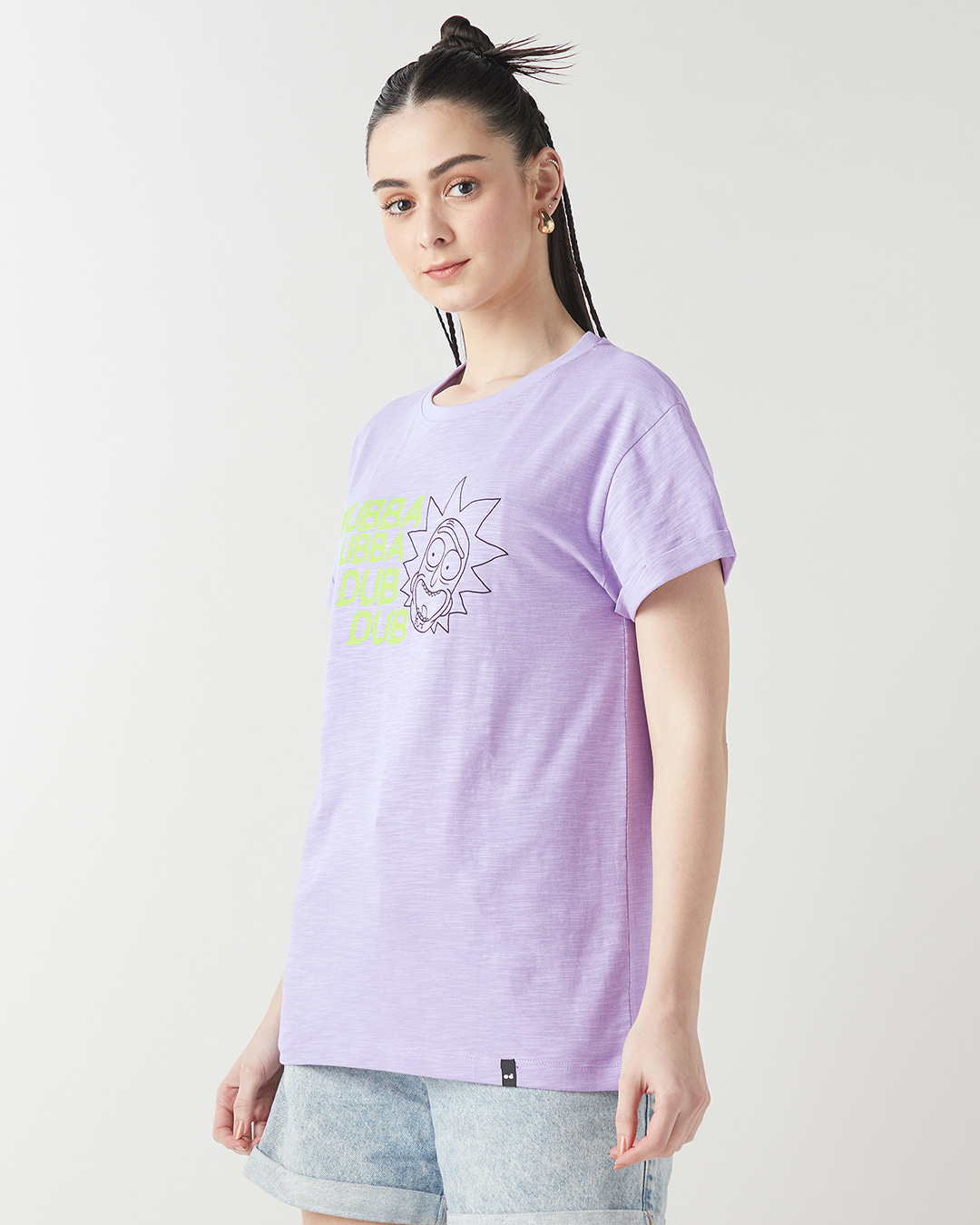 Shop Women's Purple Wubba Lubba Graphic Printed Boyfriend T-shirt-Back