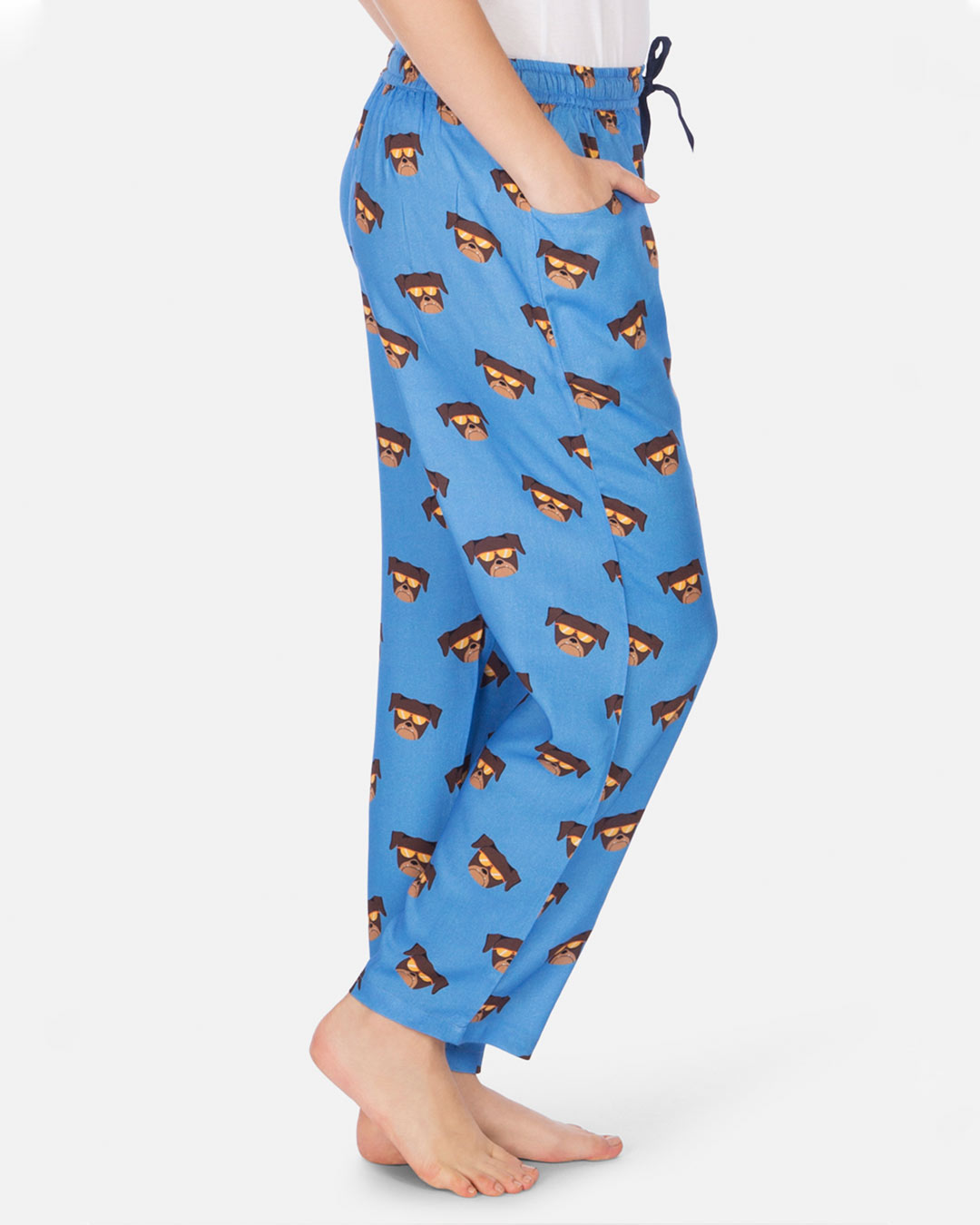 Shop Women's Pyjamas Pug Blue-Back