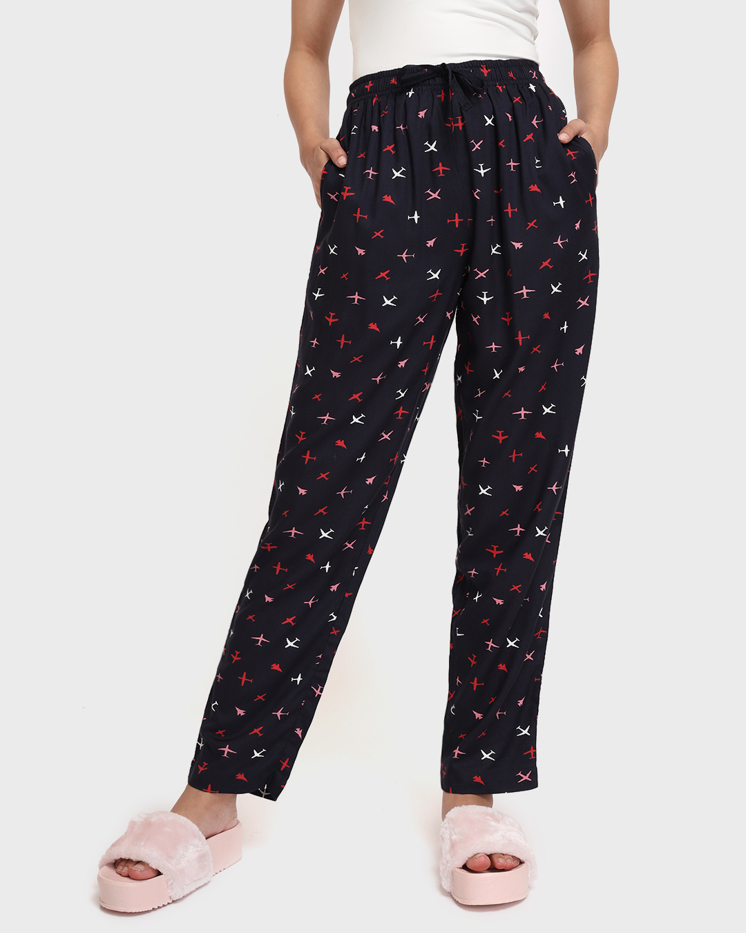 Buy Women's Blue AOP Straight Fit Rayon Pyjamas Online in India at Bewakoof