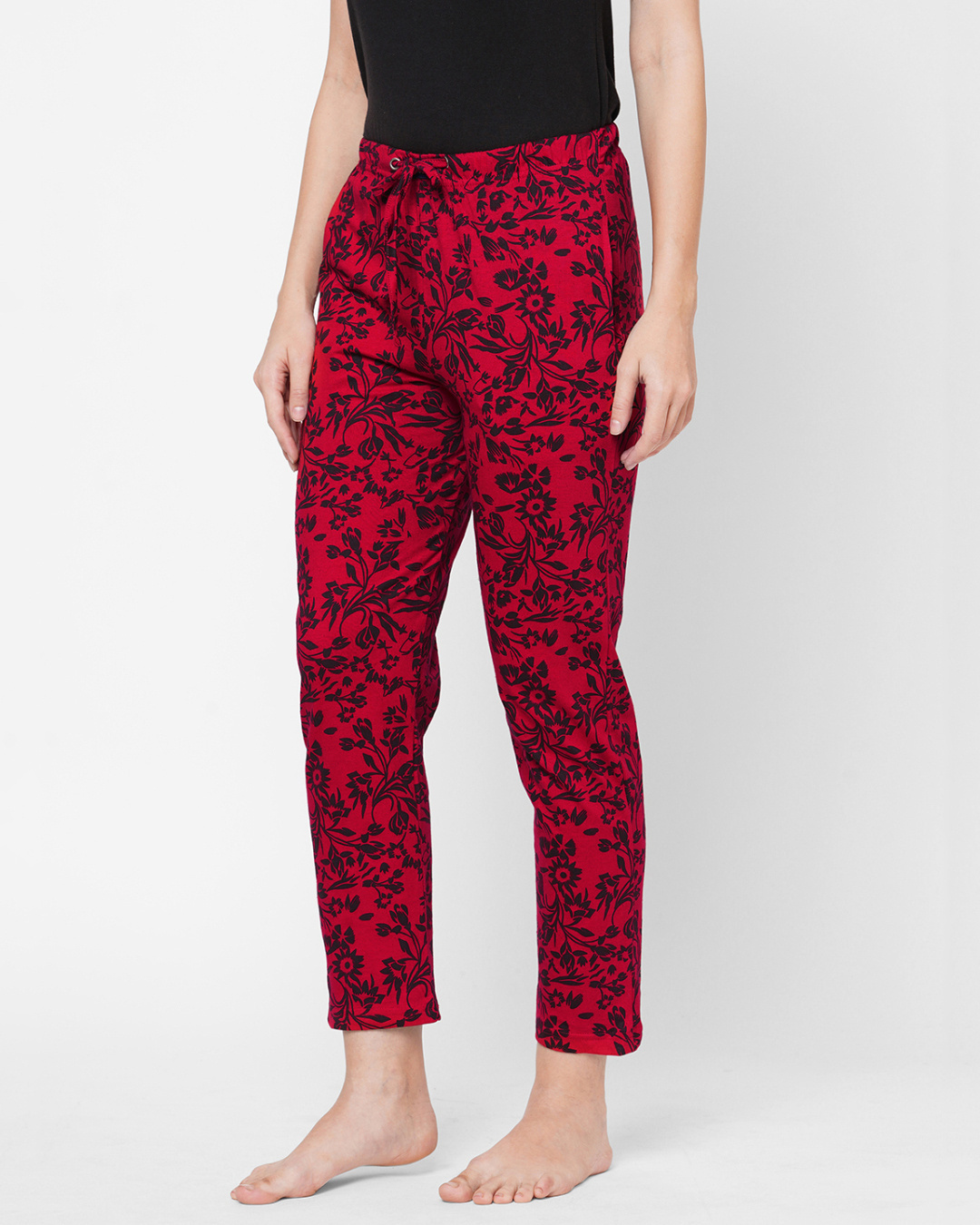 Shop Women's Red All Over Floral Printed Lounge Pants-Back