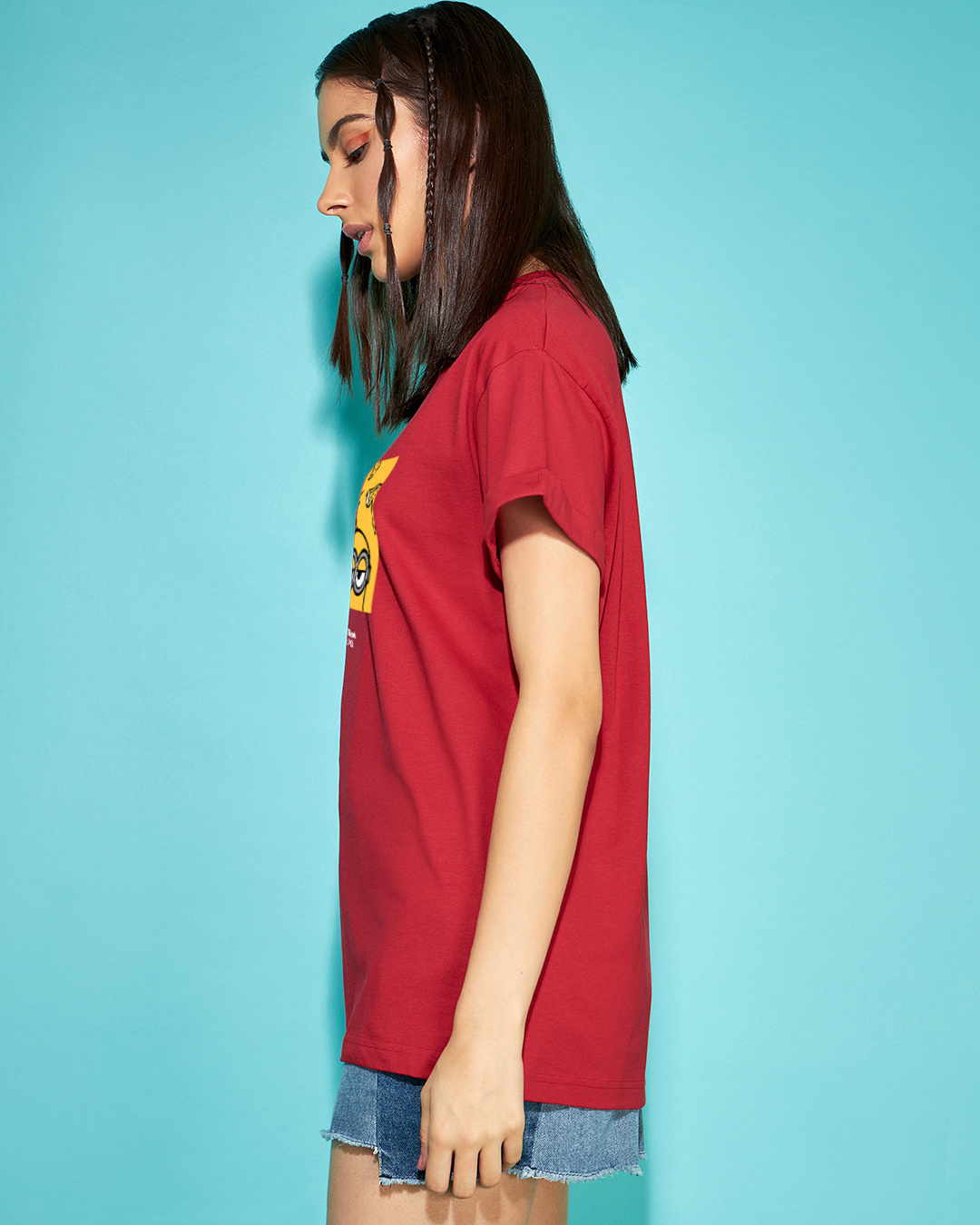 Shop Women's Red Antisocial Minion Graphic Printed Boyfriend T-shirt-Back