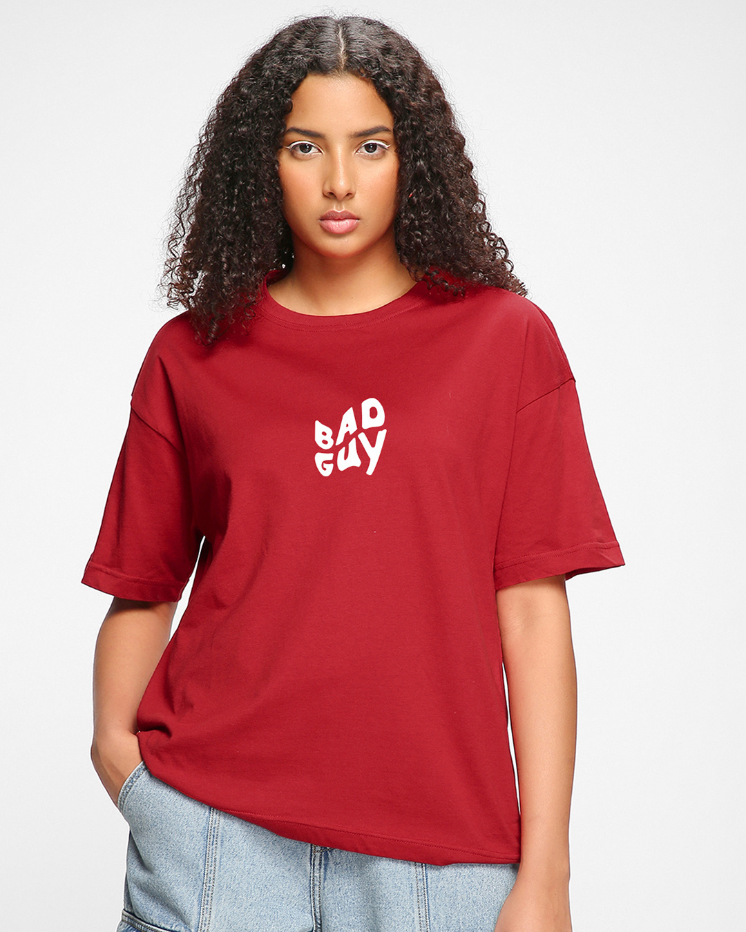 Shop Women's Red Bad Guy Billie Graphic Printed Oversized T-shirt-Back