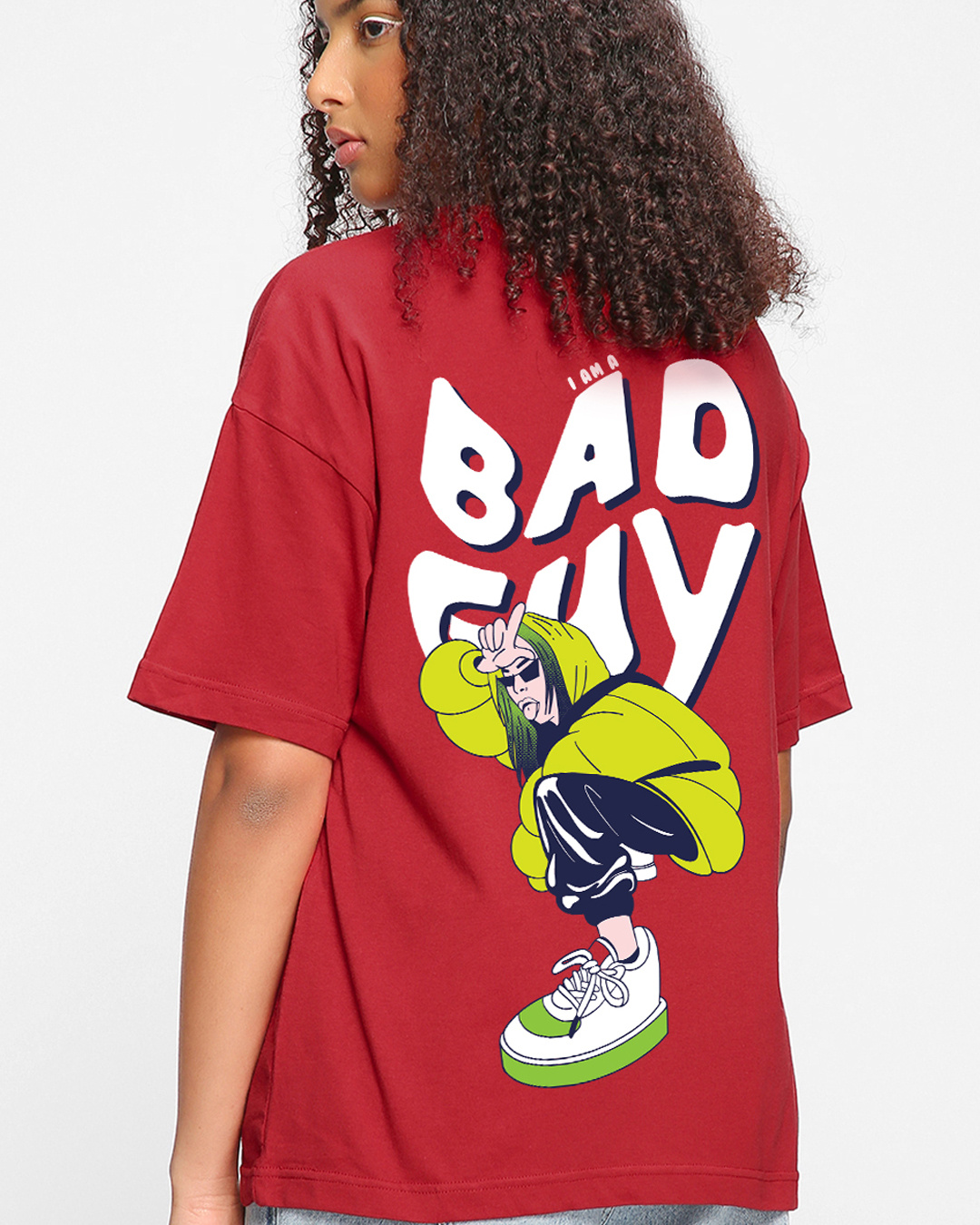 Red Bad Buy Women's Red Bad Guy Billie Graphic Printed Oversized T-shirt Online ...