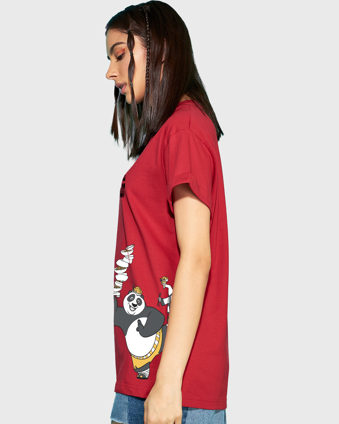 Shop Women's Red Balanced Diet Graphic Printed Boyfriend T-shirt-Back