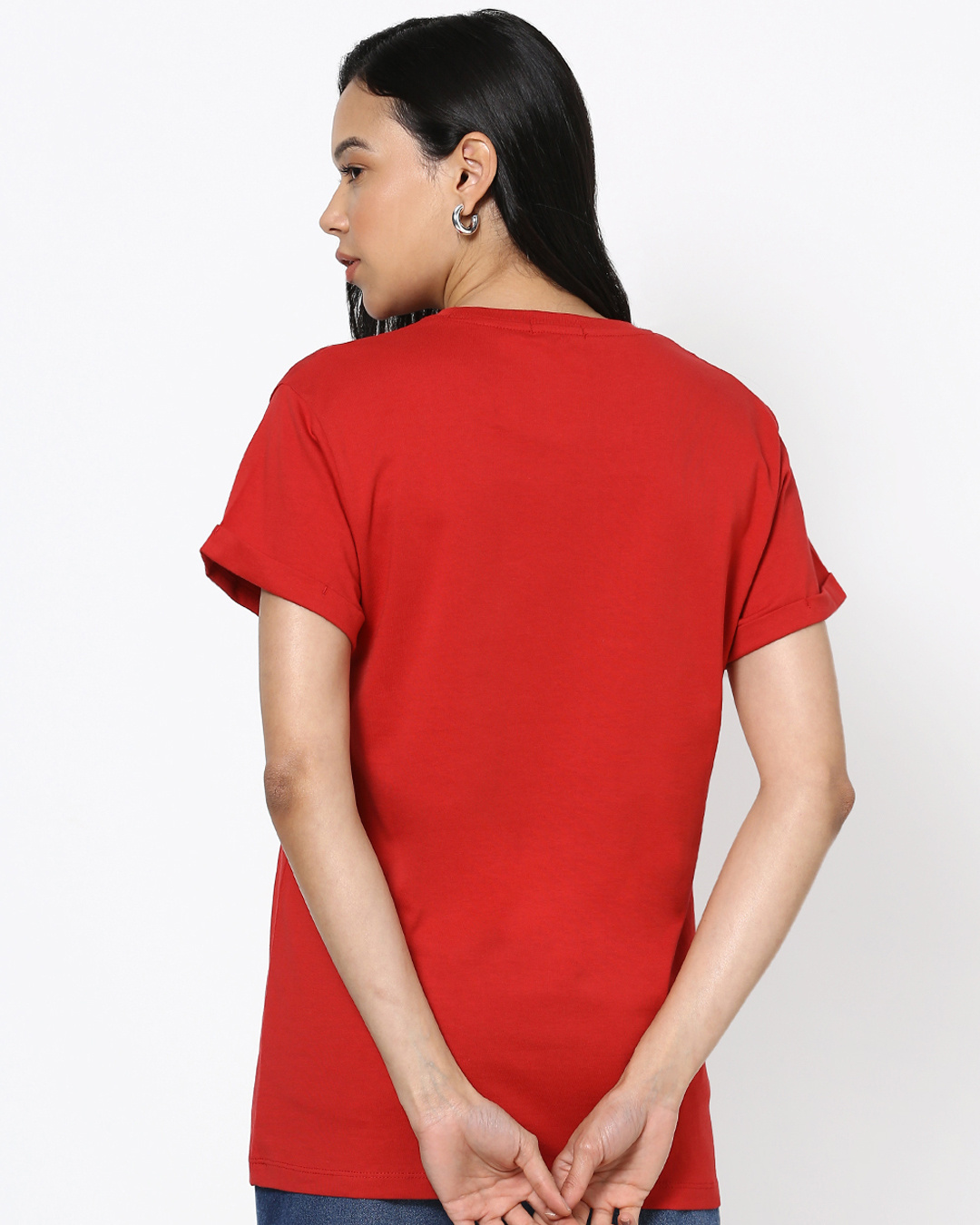 Shop Women's Red Bored Minion Boyfriend T-shirt-Back